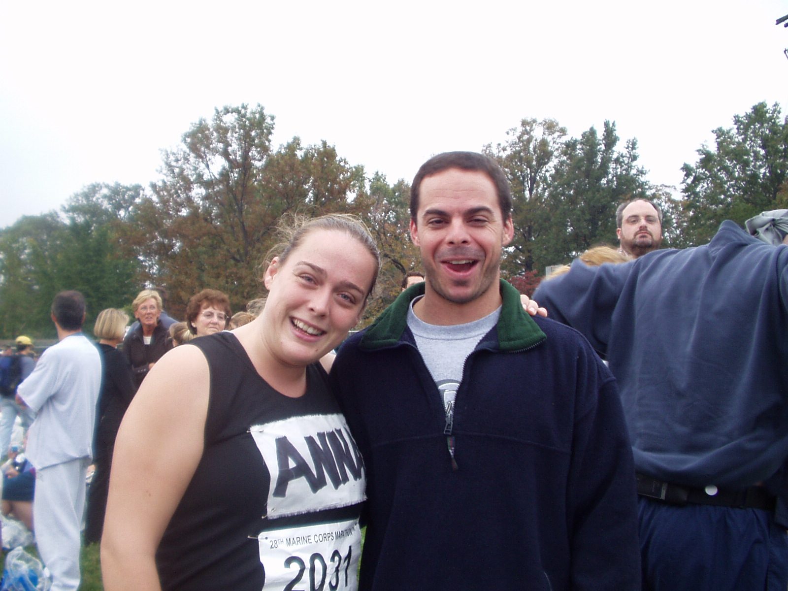 Anna and Craig before Anna began running the 2003 Marine Corps Marathon in DC.