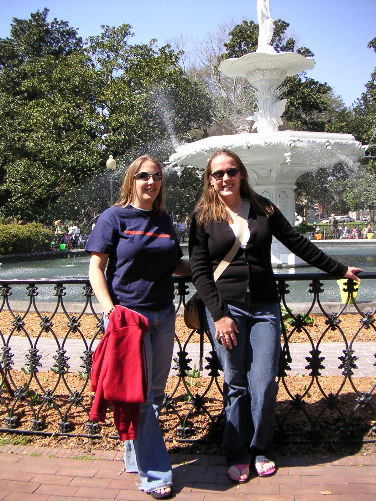 Cat and Anna while the fountain water is still clear.