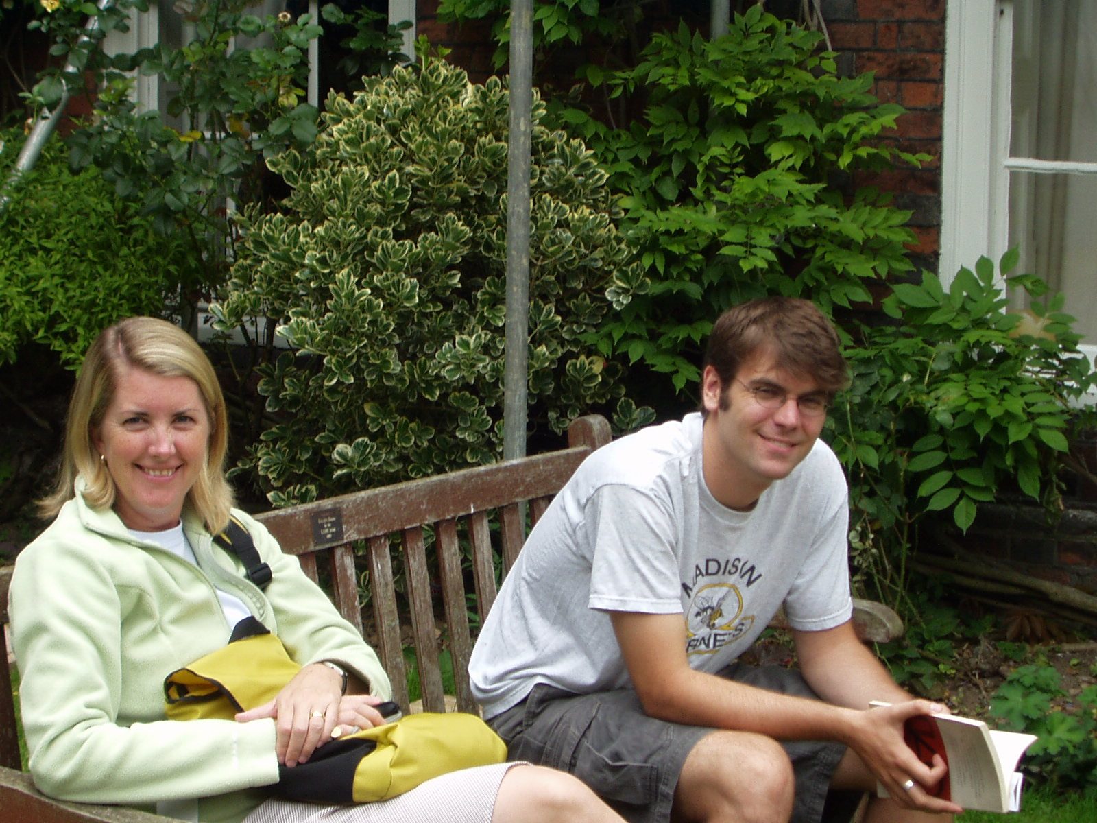 Ian and Laurie, outside the house.