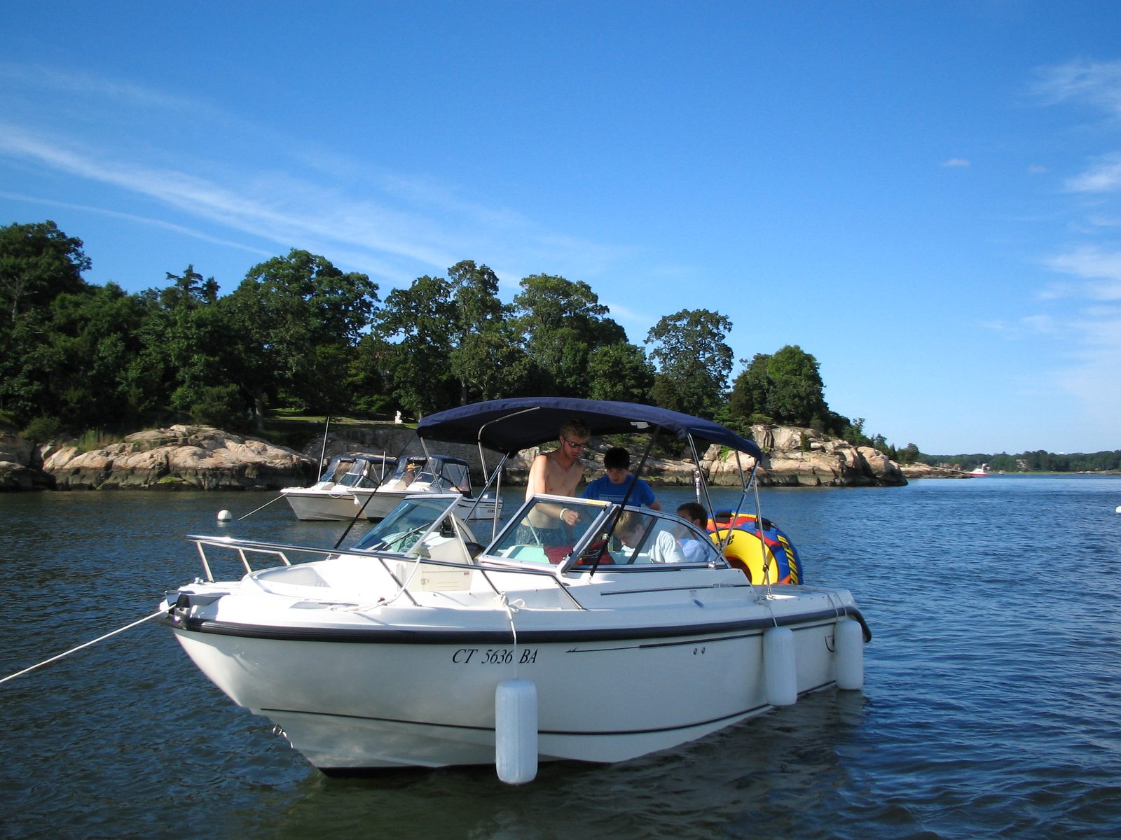 Chris Samsen's (step-father's) boat anchored in Scott's Cove.