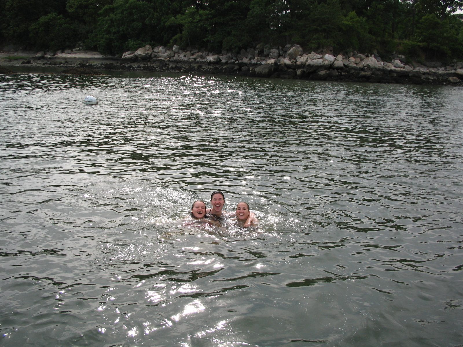 Catherine, Kelly, and Sharon in the water of Scott's Cove.