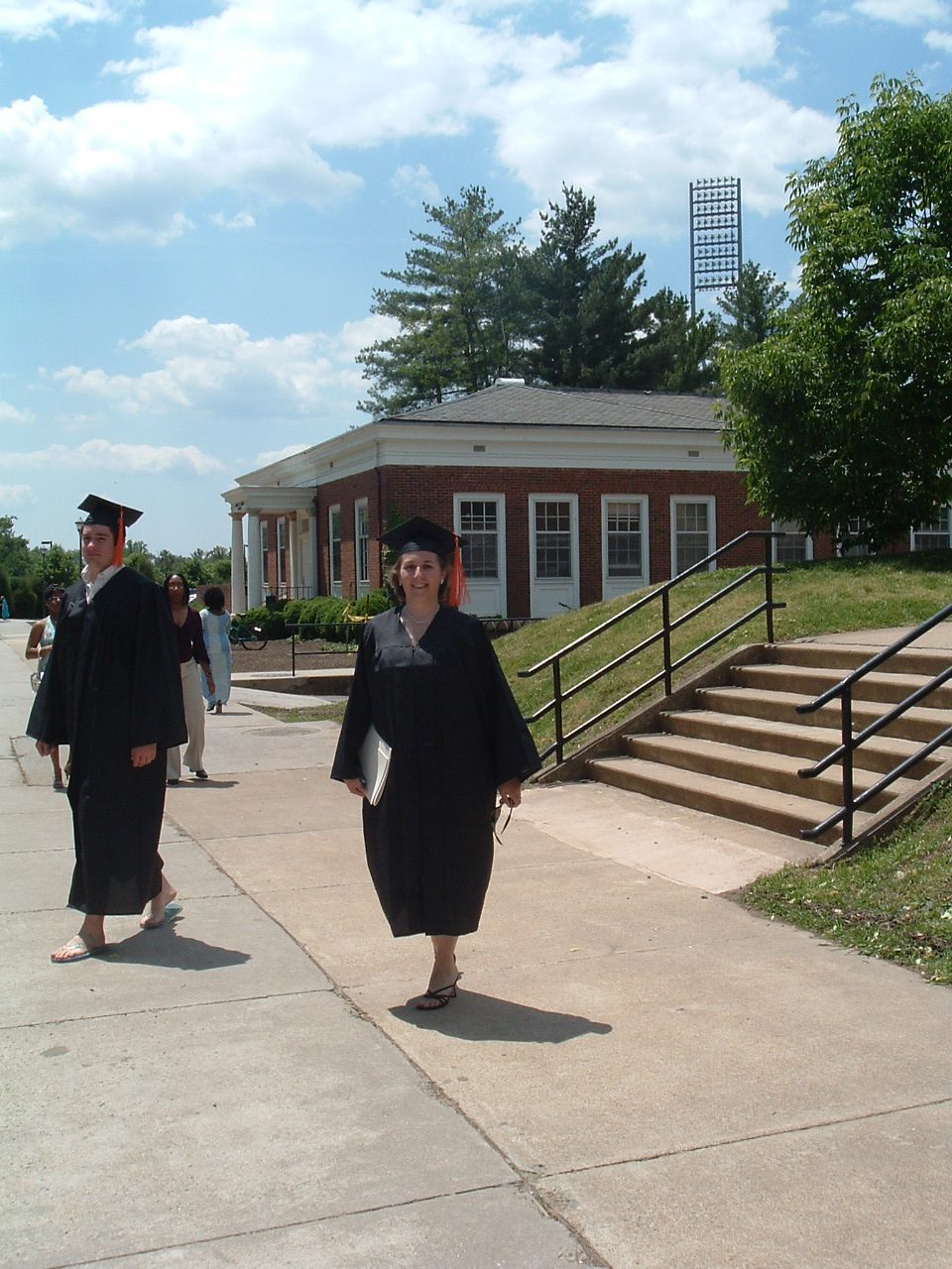 Catherine walking towards her degree ceremony.