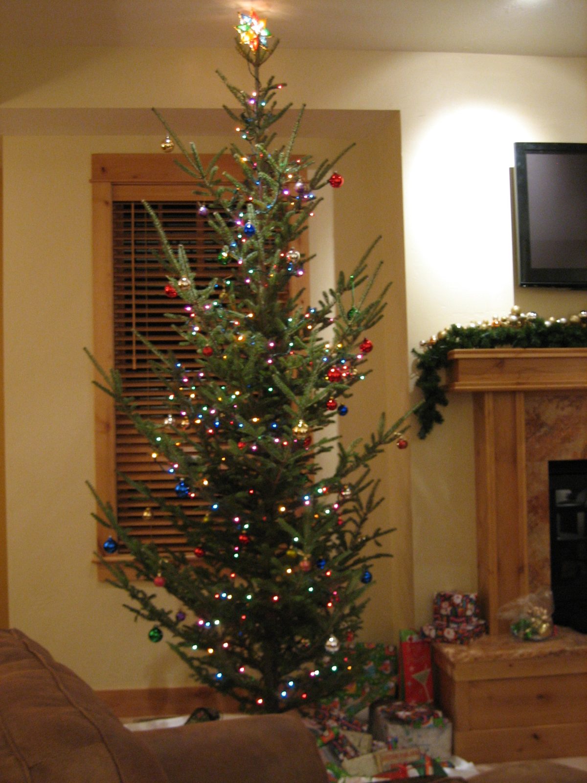 Our lovely Christmas tree in our lovely condo!  Star on top and presents underneath and everything.