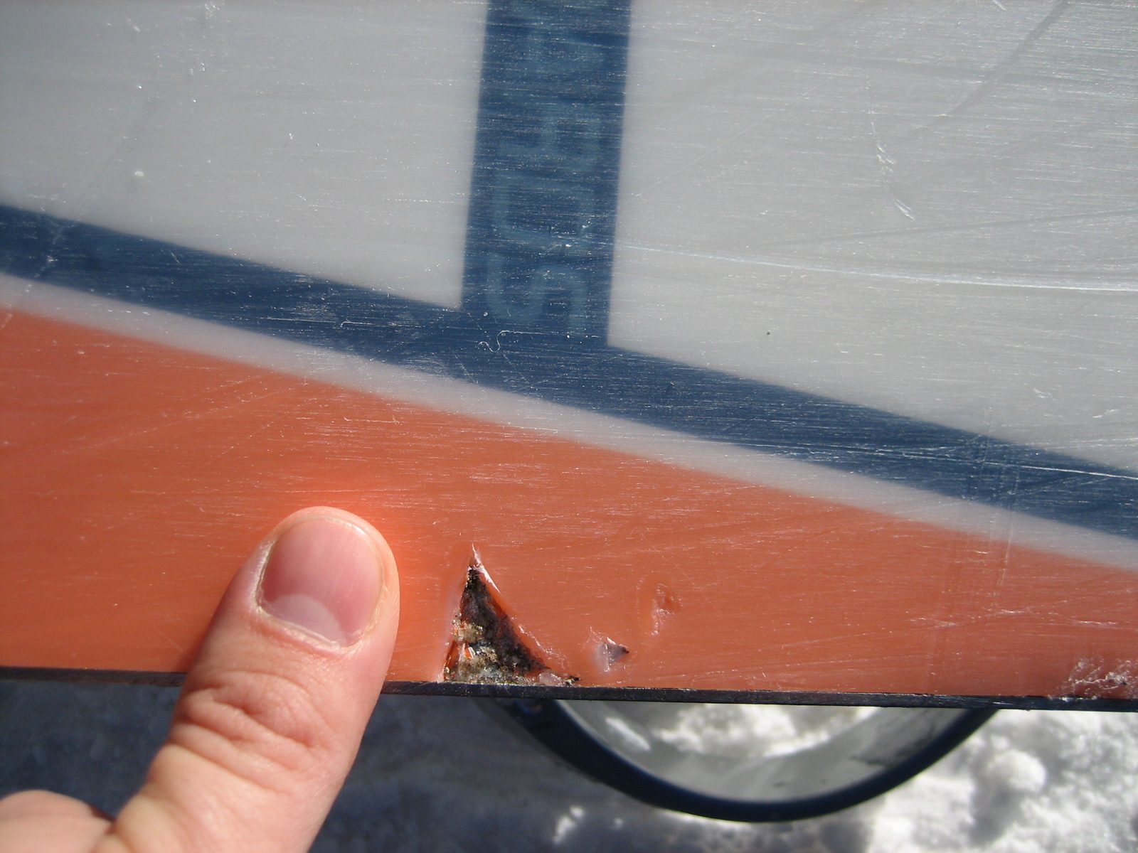 Uh-oh.  Core shot from some hidden rocks on the side of Liberty Bowl.  I knew that untouched...
