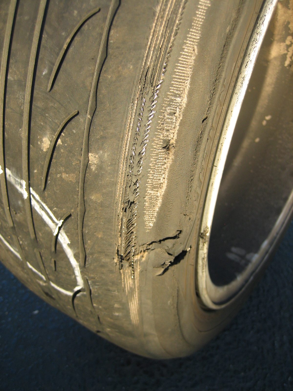 Damage to the tire.