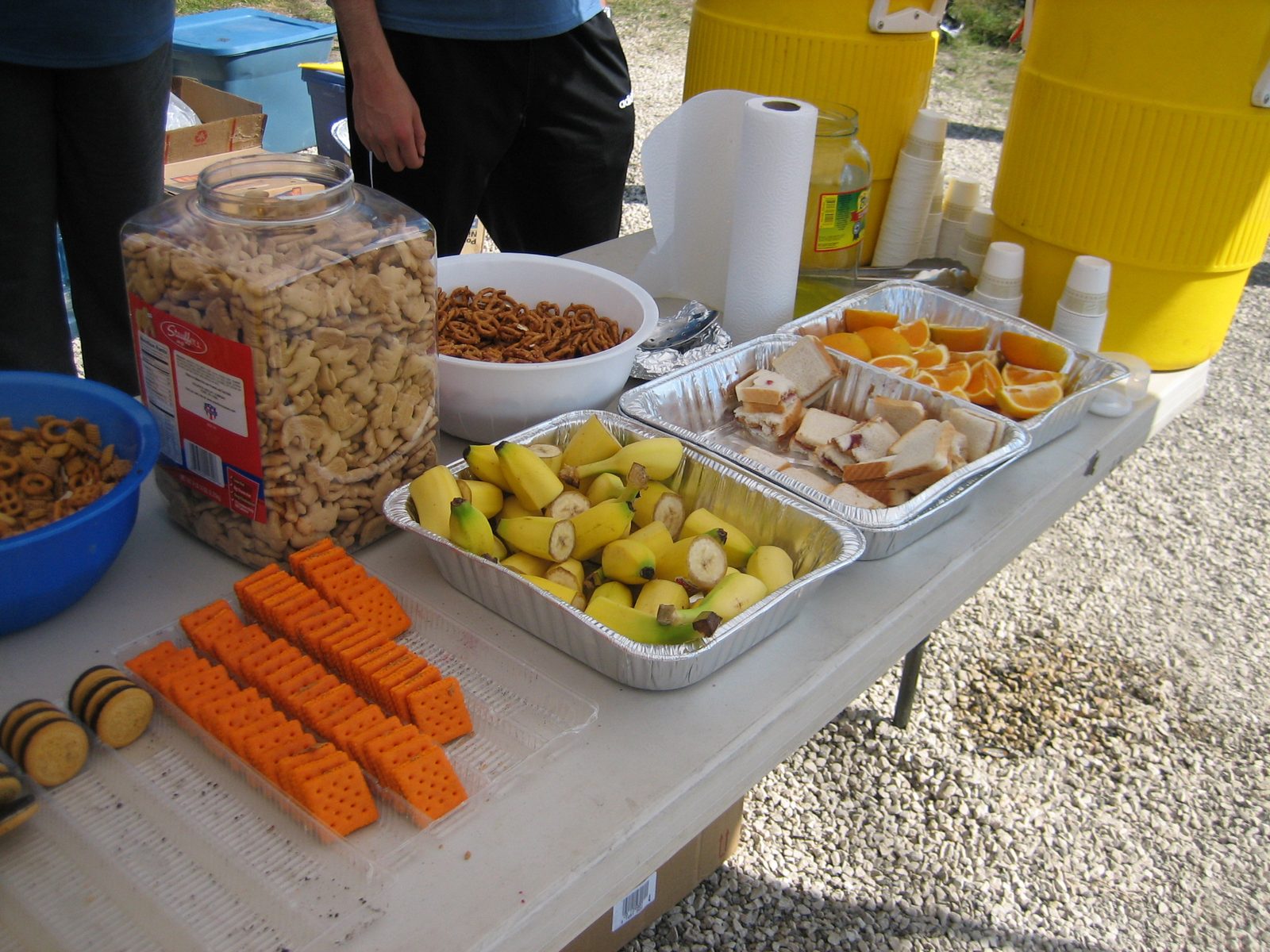 Plus pretzels, chex mix, and cheese crackers, it seems.  Gatorade and water were also available.
