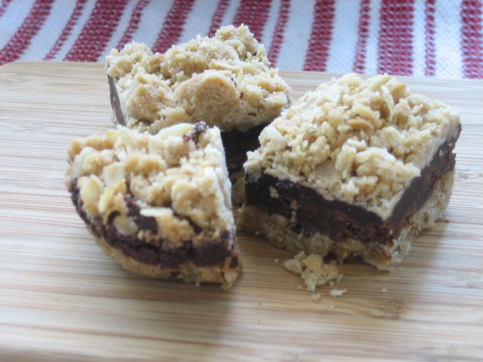 Displaying the oatmeal fudge bars.  I think these could have been baked for a little shorter...