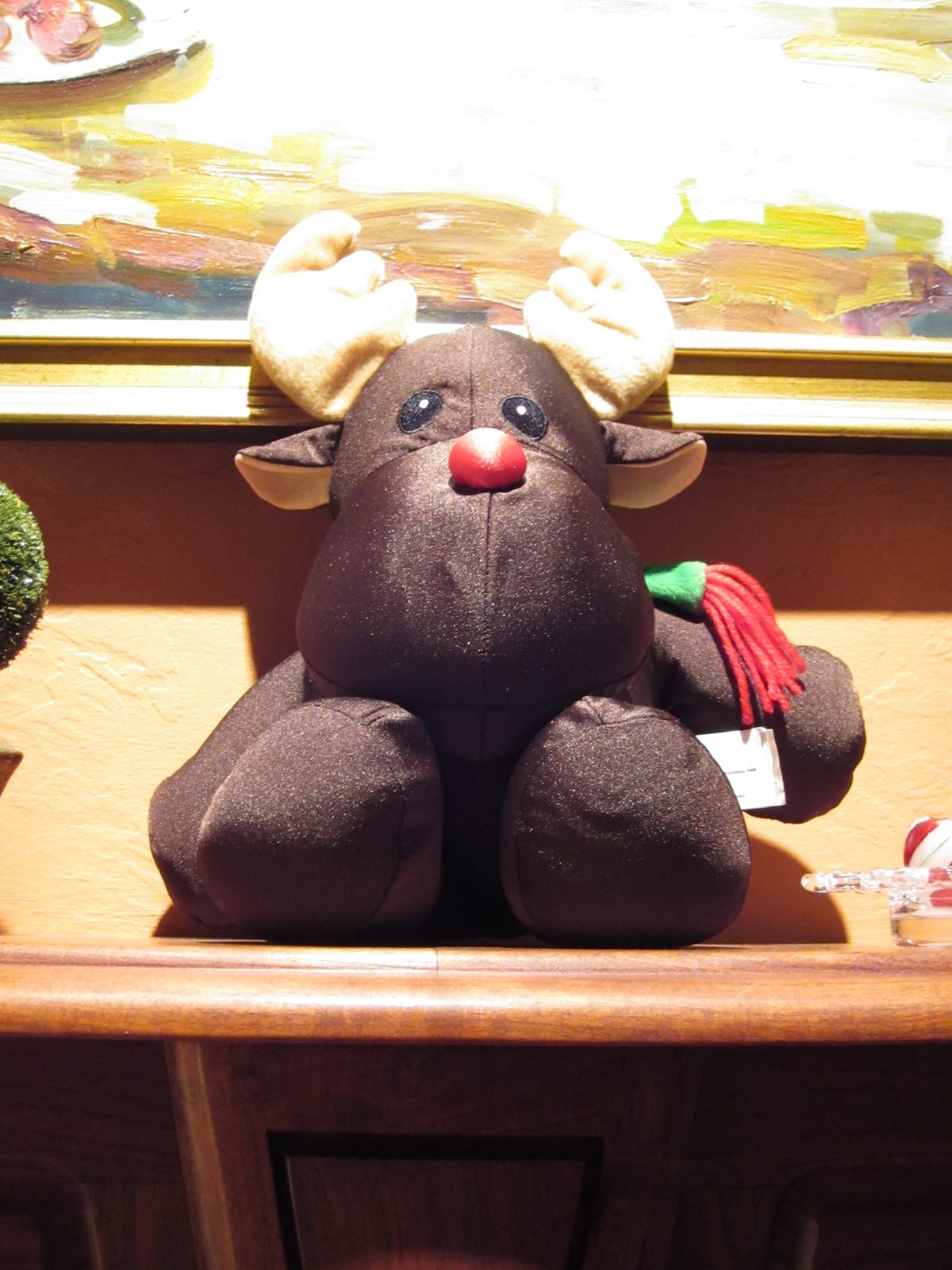 Marty the Christmas Moose, cousin to T.H. Moose from Big Sky, MT.