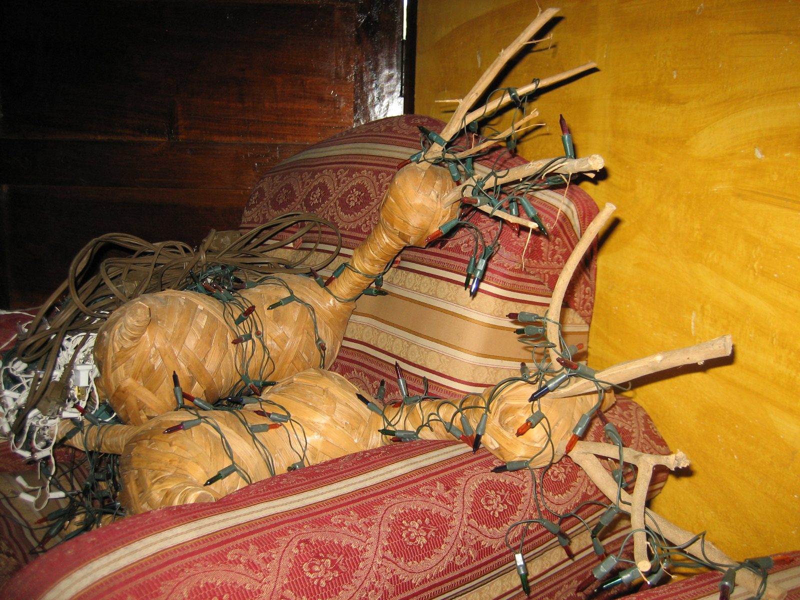 El Salvadorian Christmas reindeer, in the living room, ready to be packed up...