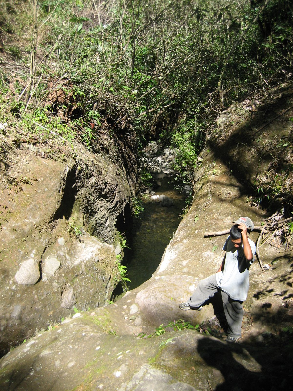 You want me to jump where?  No, seriously, the first jump was from the rock on the left, into that pool.