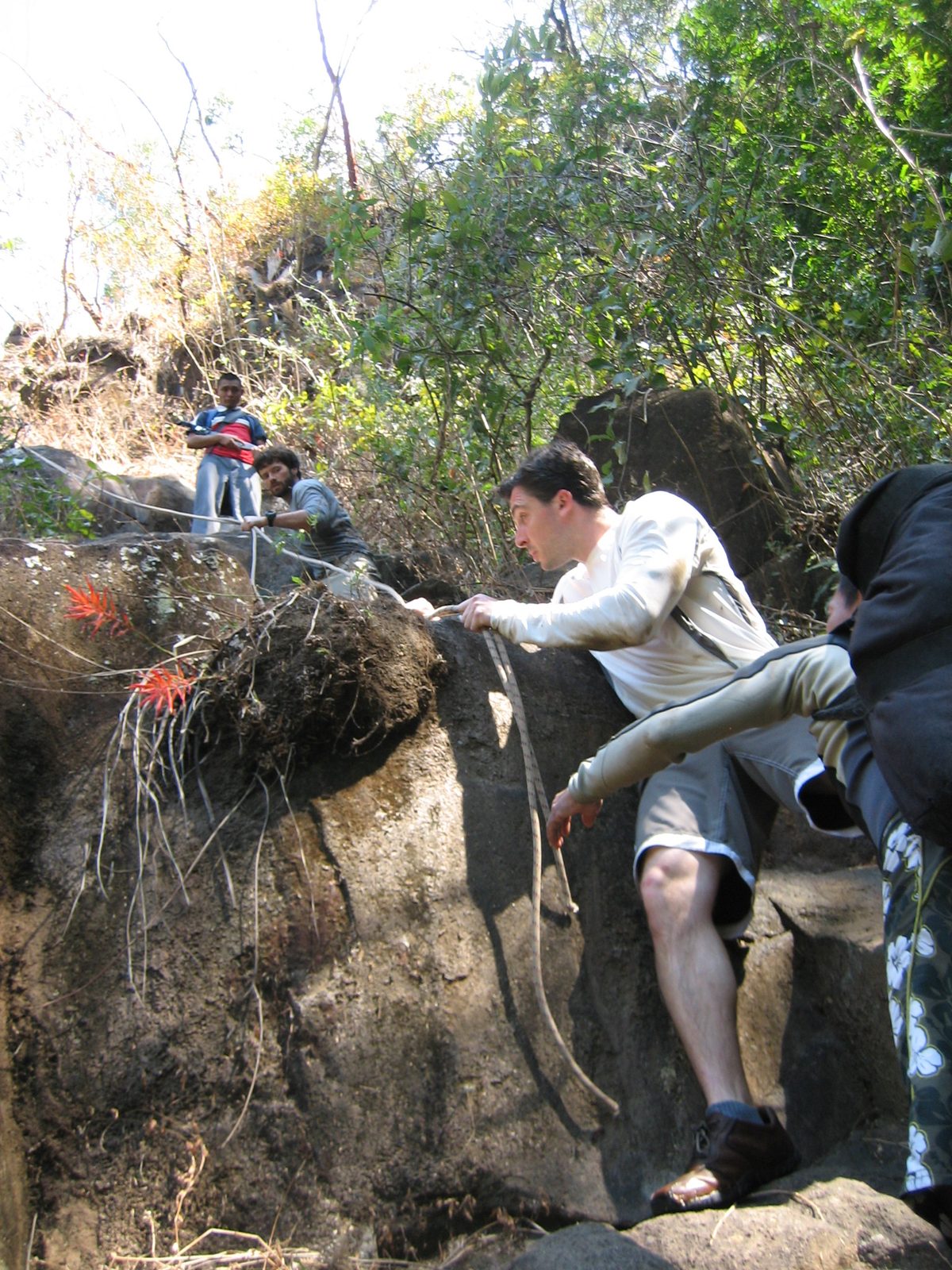 Note the gigantic pack on Miguel (bottom right)'s back.  While Miguel led us through falls, Abel...