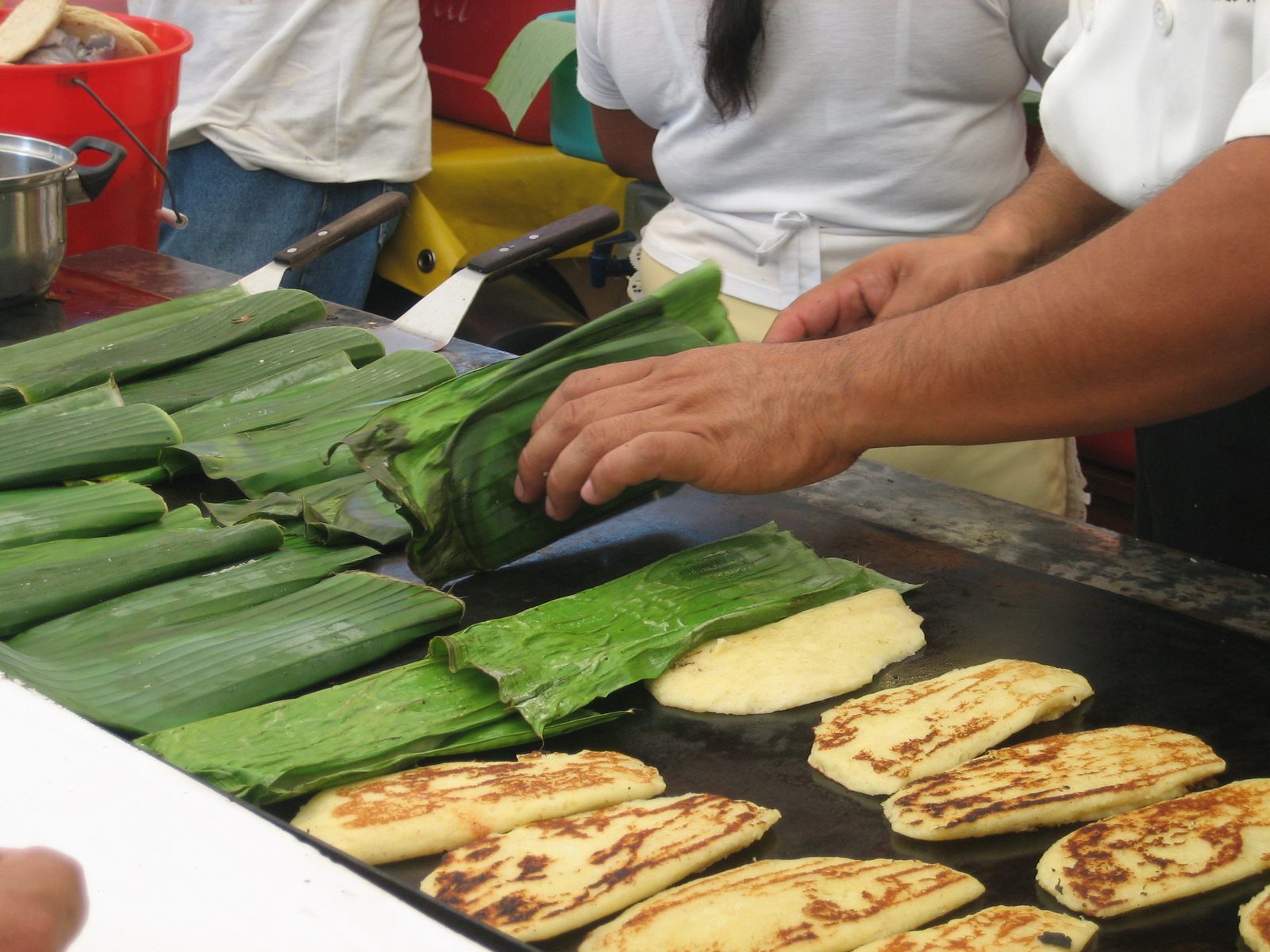 Each was wrapped in plantain husks during the early stages of cooking.