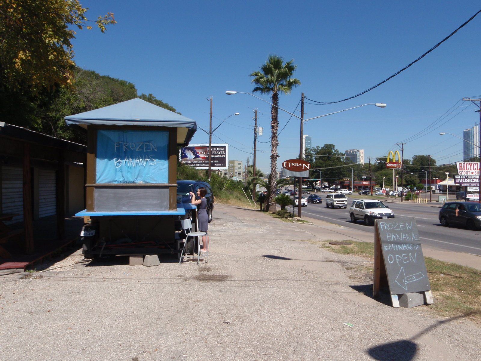 The Bananarchy frozen banana stand on South Lamar in Austin.
