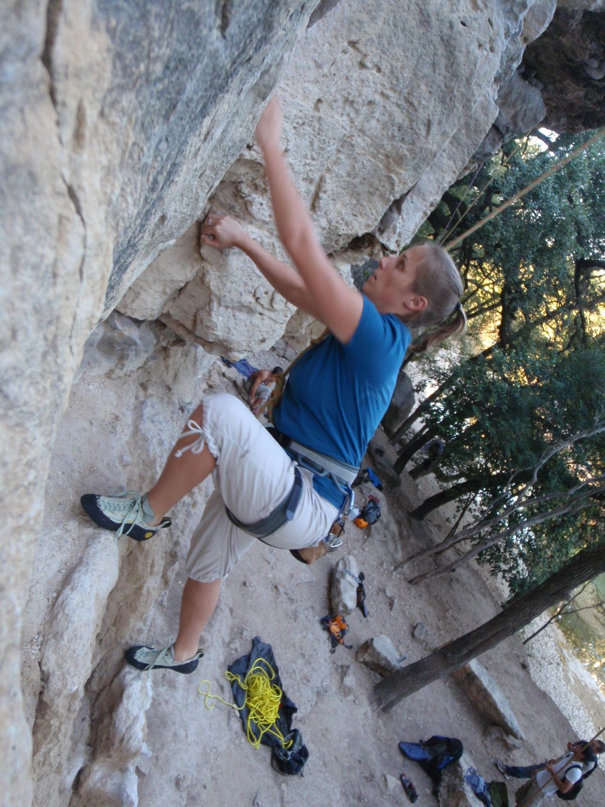 Making a big step onto a ledge.