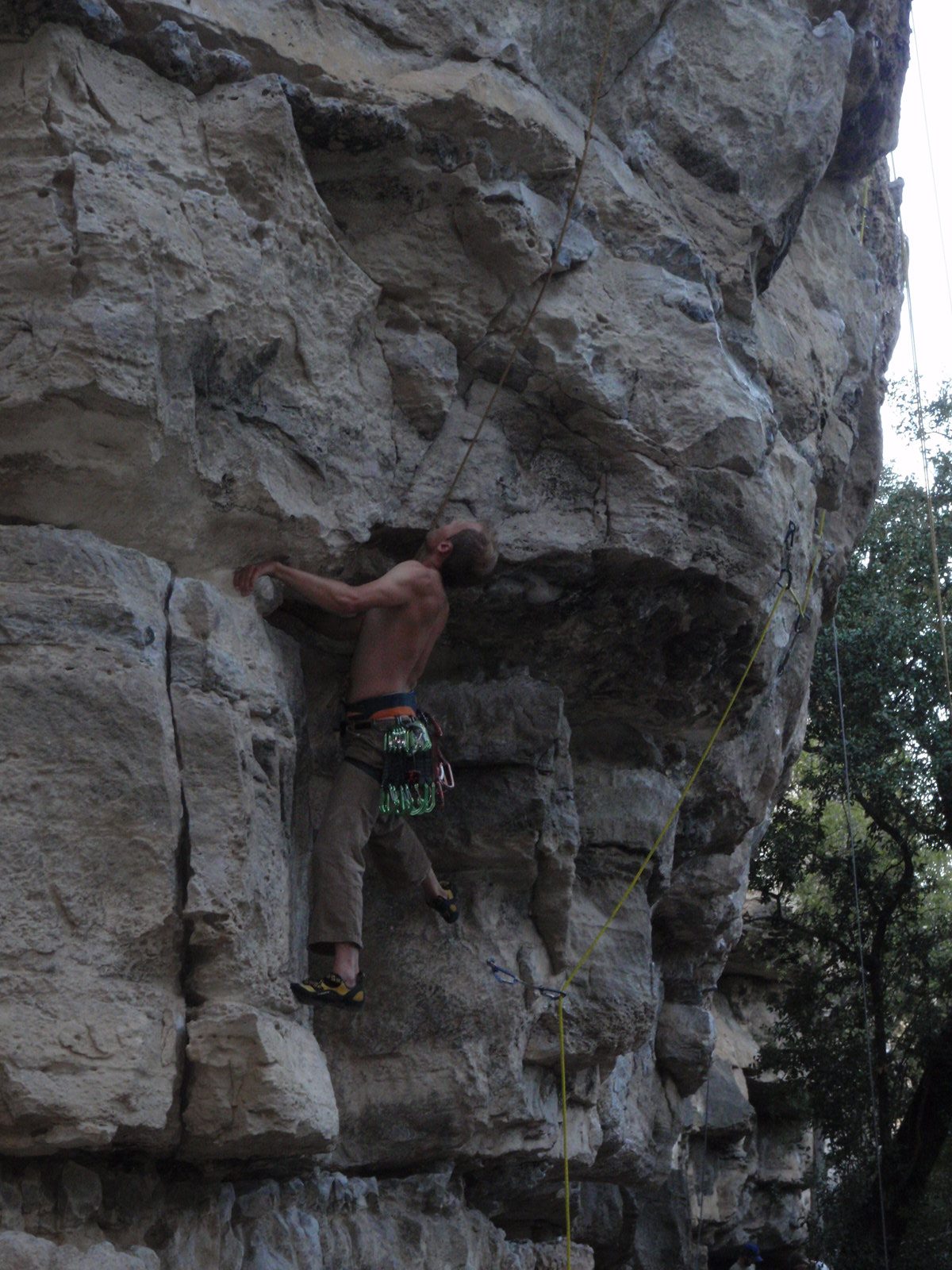 Looking around the ledge.