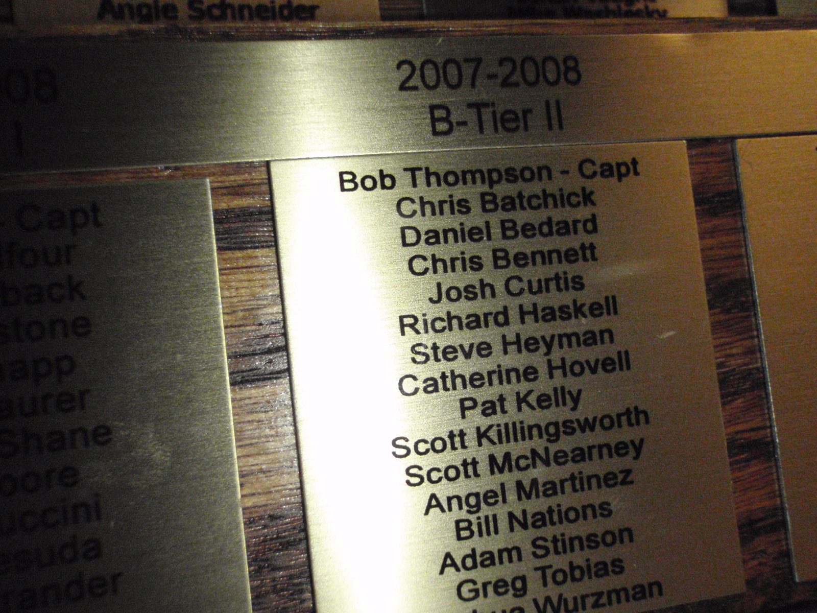 John found my name on the B-League championship trophy.  I remember this season win, but only kind of.