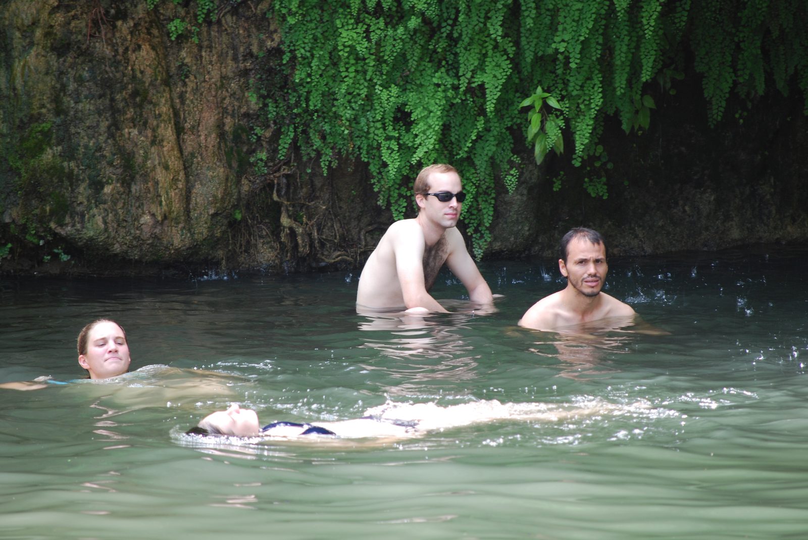 Kerry (left), Kelly (floating), Matt (sitting), and Jose (the second Panamanian in the lab!). ...