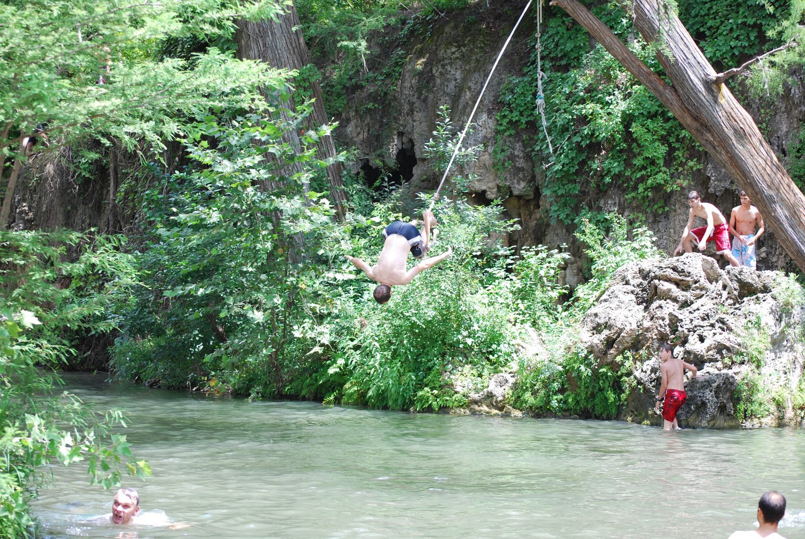 Okay, at this point, James is just showing off his ability to do flips.  However, he is not...