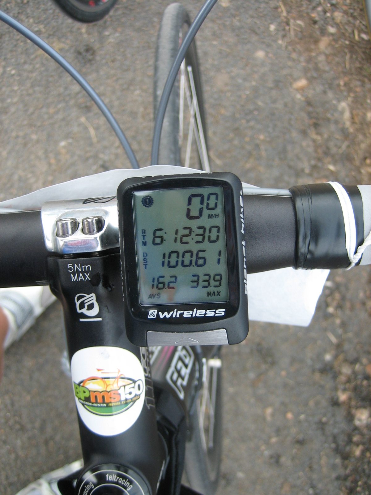 Finished!  Time: 6:07 (forgot to take the photo for a few minutes), distance: 100.61 miles,...