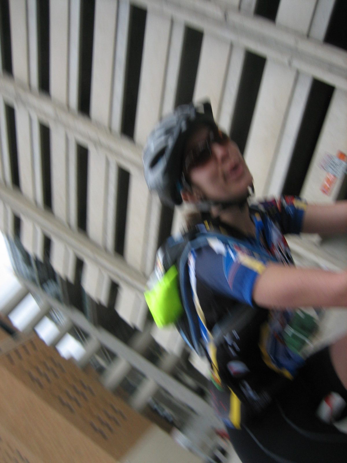 Artsy photo of Kate going by the stadium.