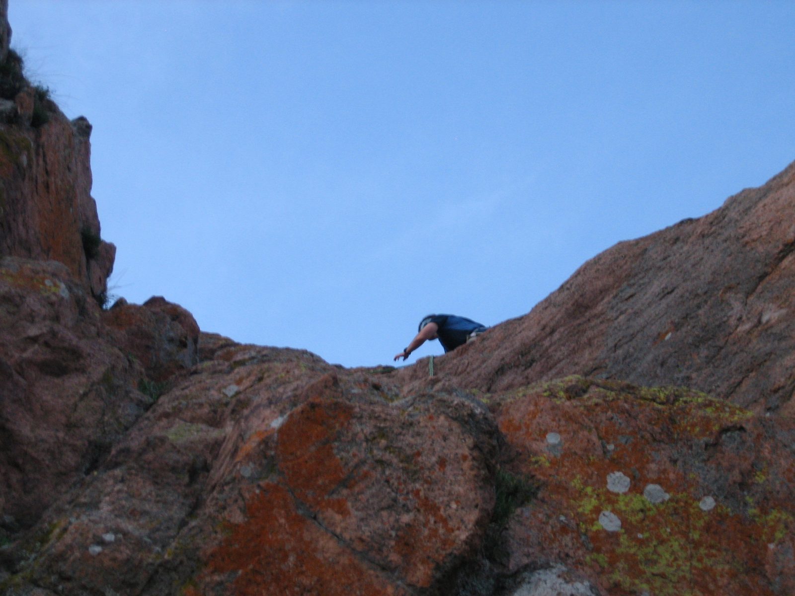 Jay beginning a descent on an easy route meant to remind us how to climb.