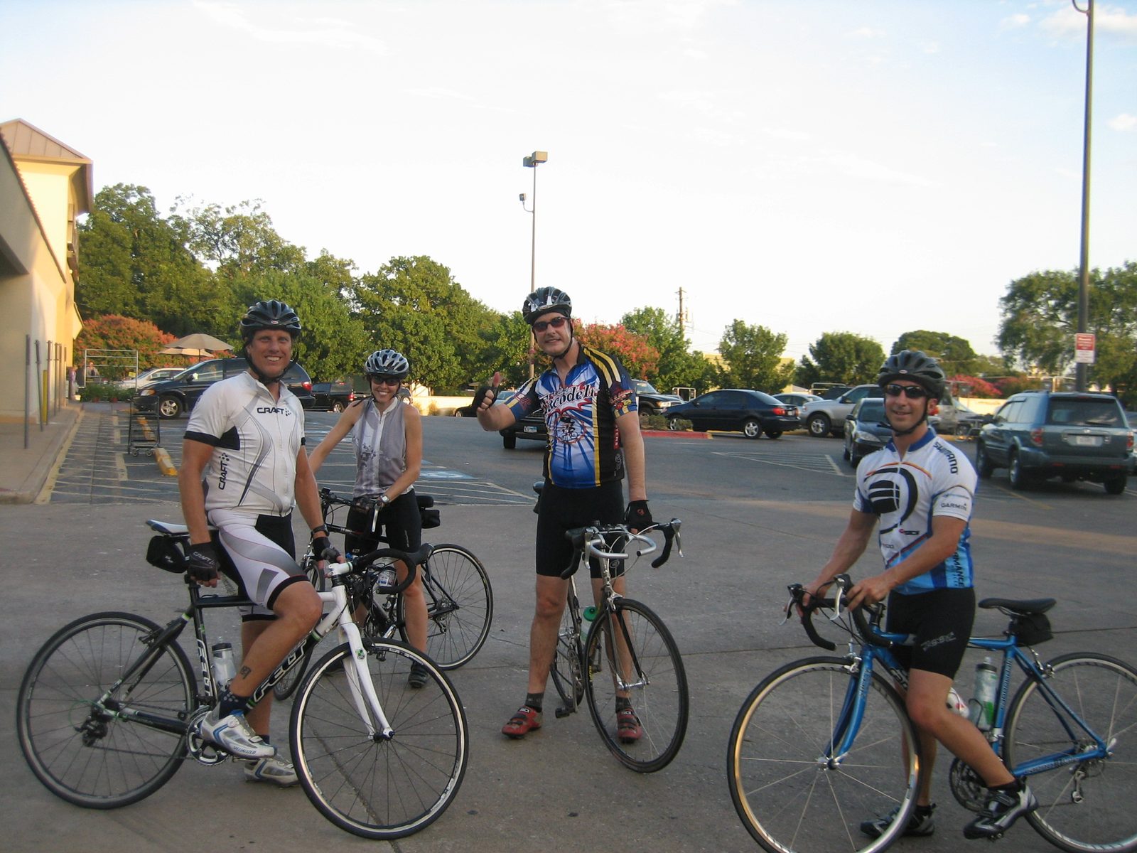 Paul, Lori, Jody, and Jeff at rendezvous point #2 (Randall's at Lake Austin and Exposition).