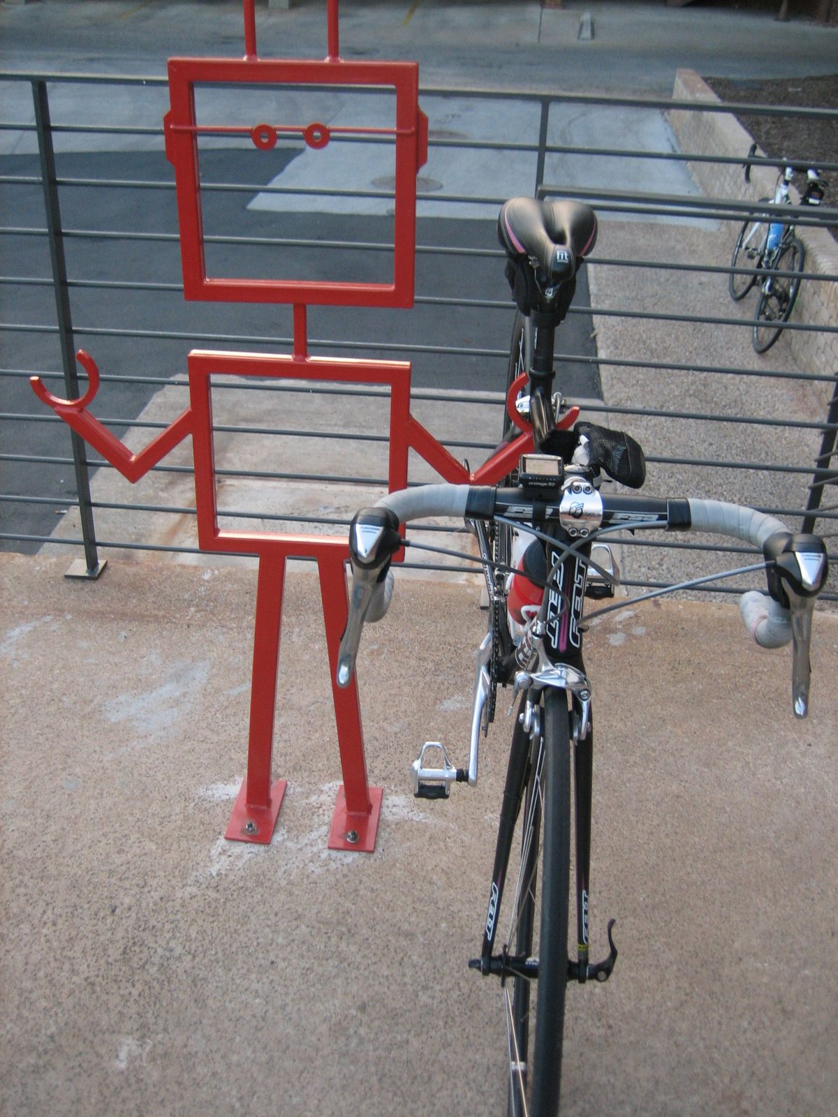 Crazy alien bike rack outside TD3, with my bike on it.