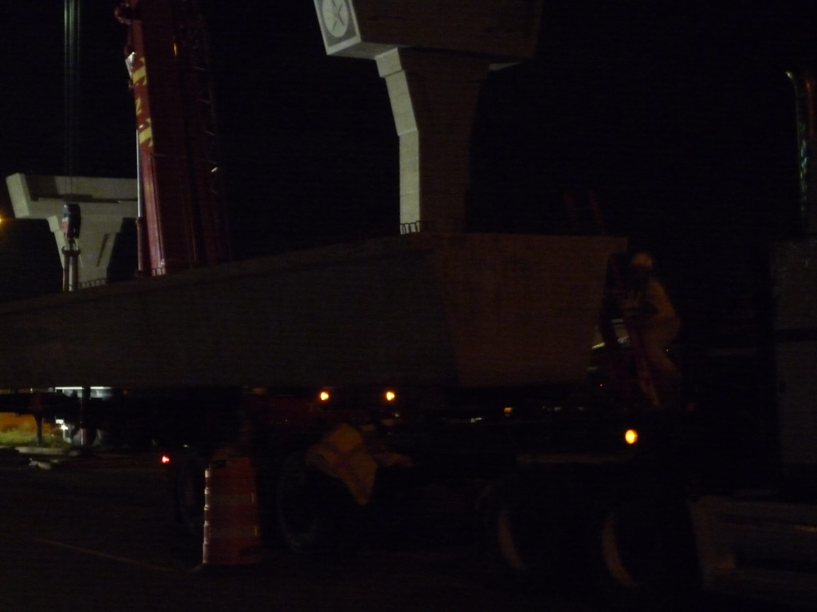 Step 1: Deliver a beam on a big truck.