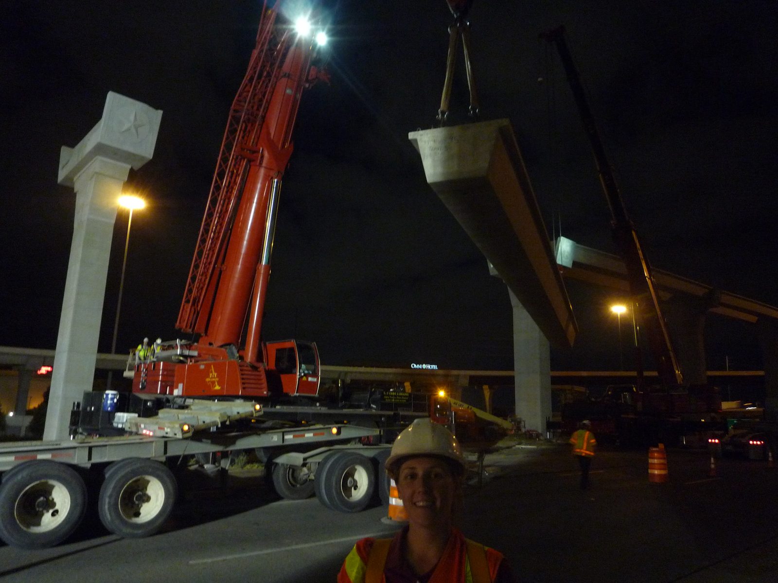 Picture of Catherine in front of the beam going up.