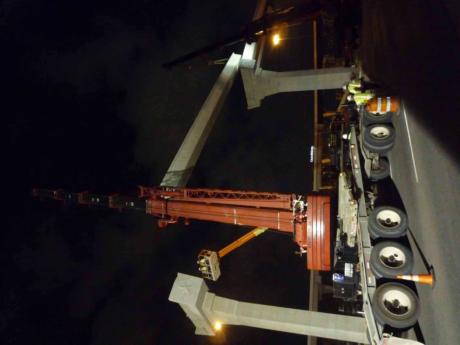 And now the beam is fully on the correct side of the cranes.