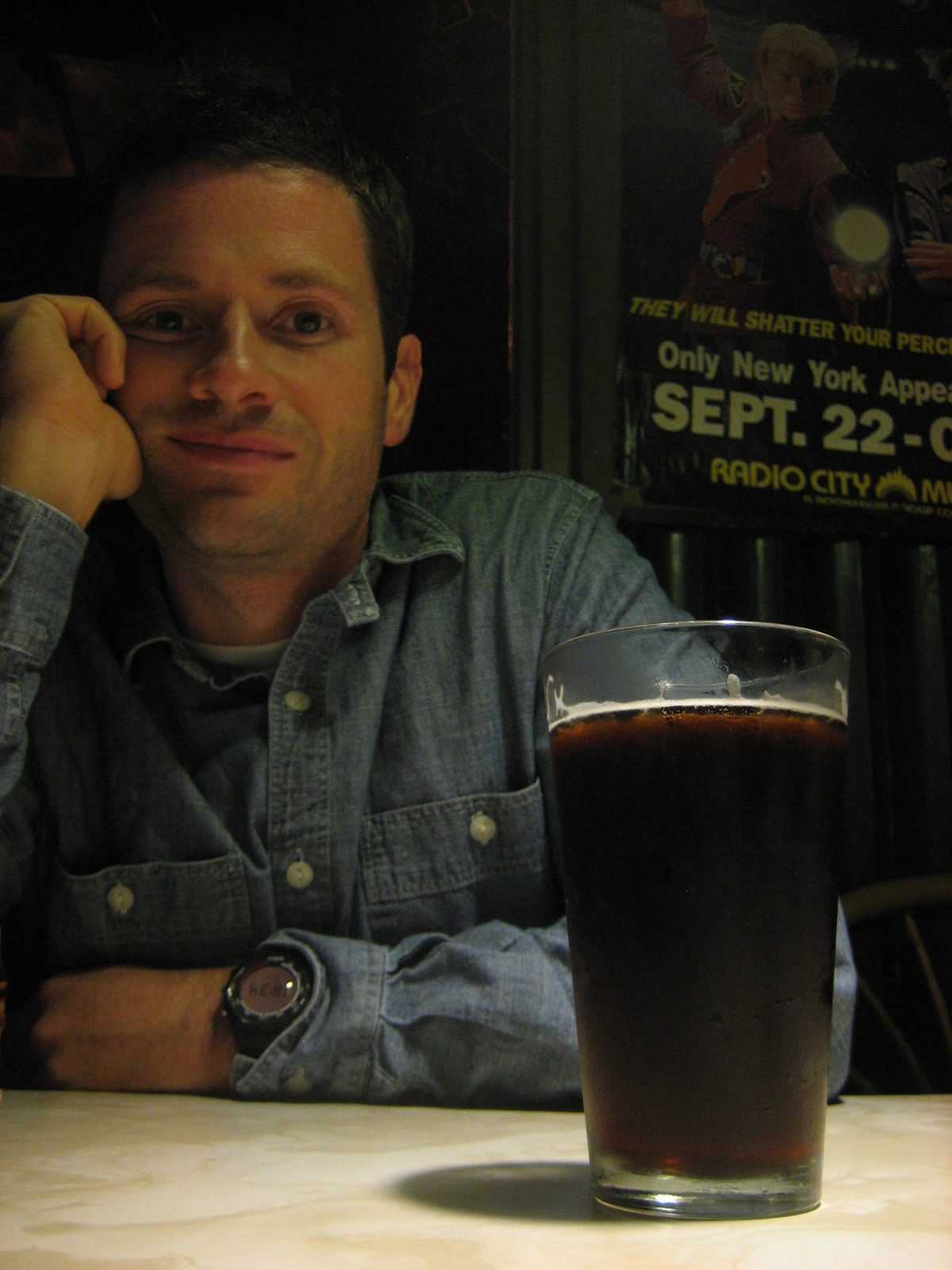 Thursday night, Jay arrived.  Friday = interview, and Friday night, we celebrated at a pizza...