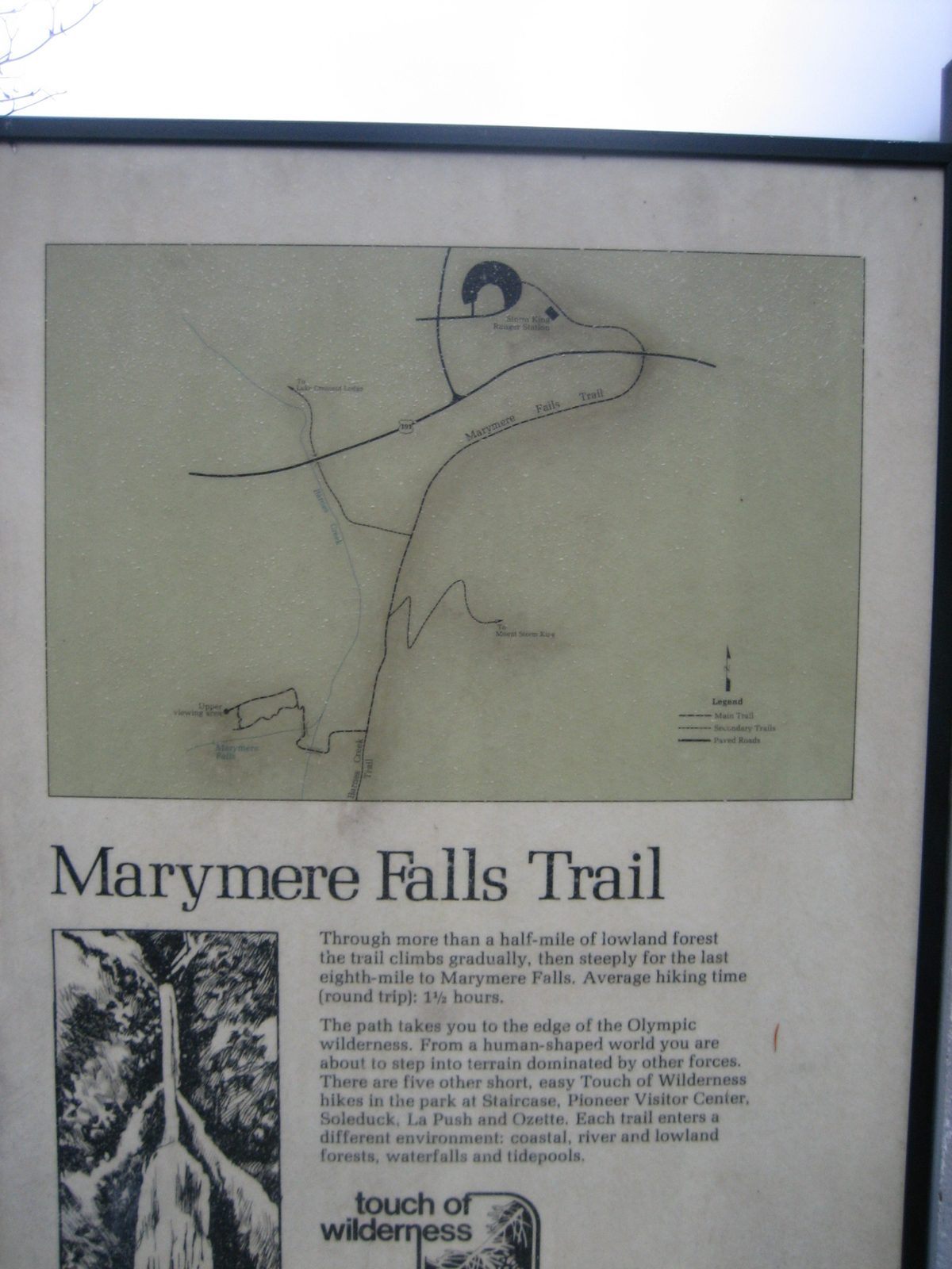 We were off on the Marymere Falls Trail!  Something like 1.5 miles round-trip, and pretty flat.