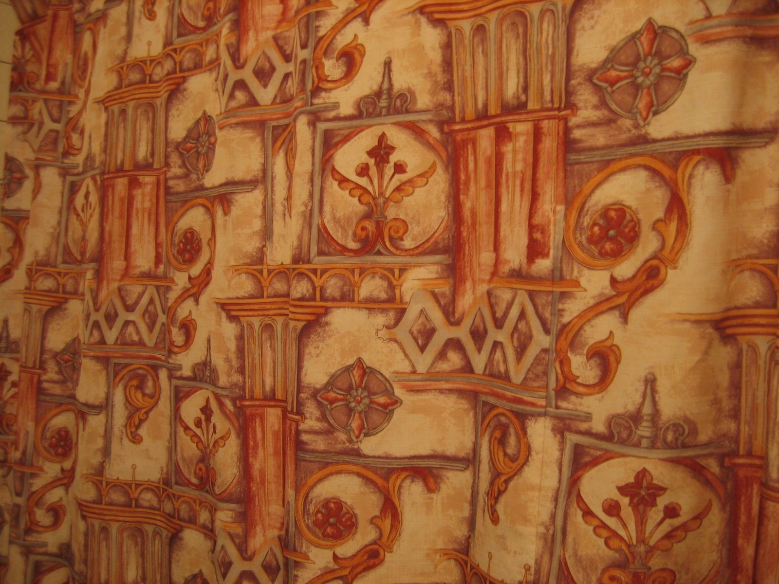 The shower curtain.