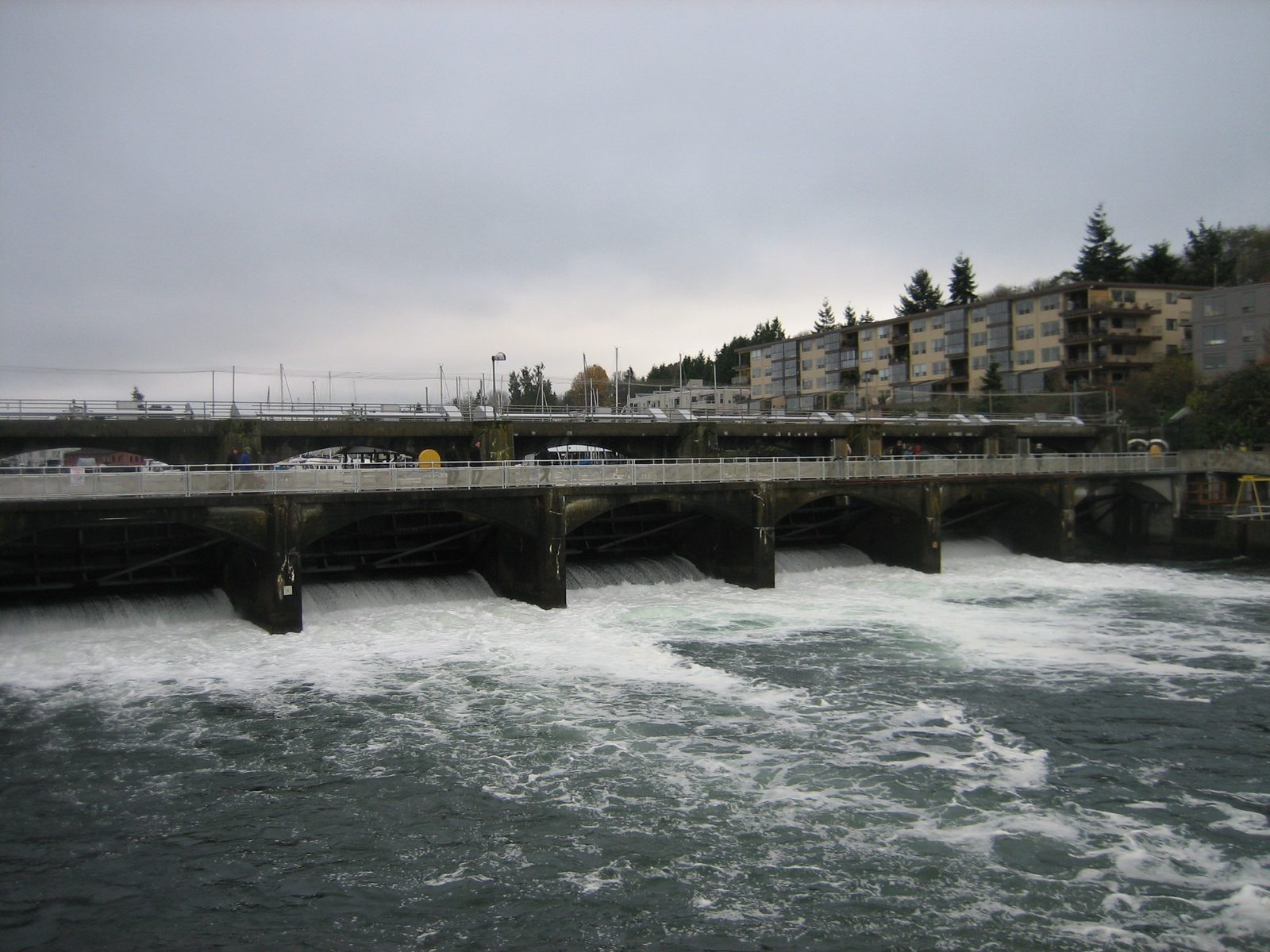 To the side of the locks is a dam with a spillway.  Dams are SCARY.