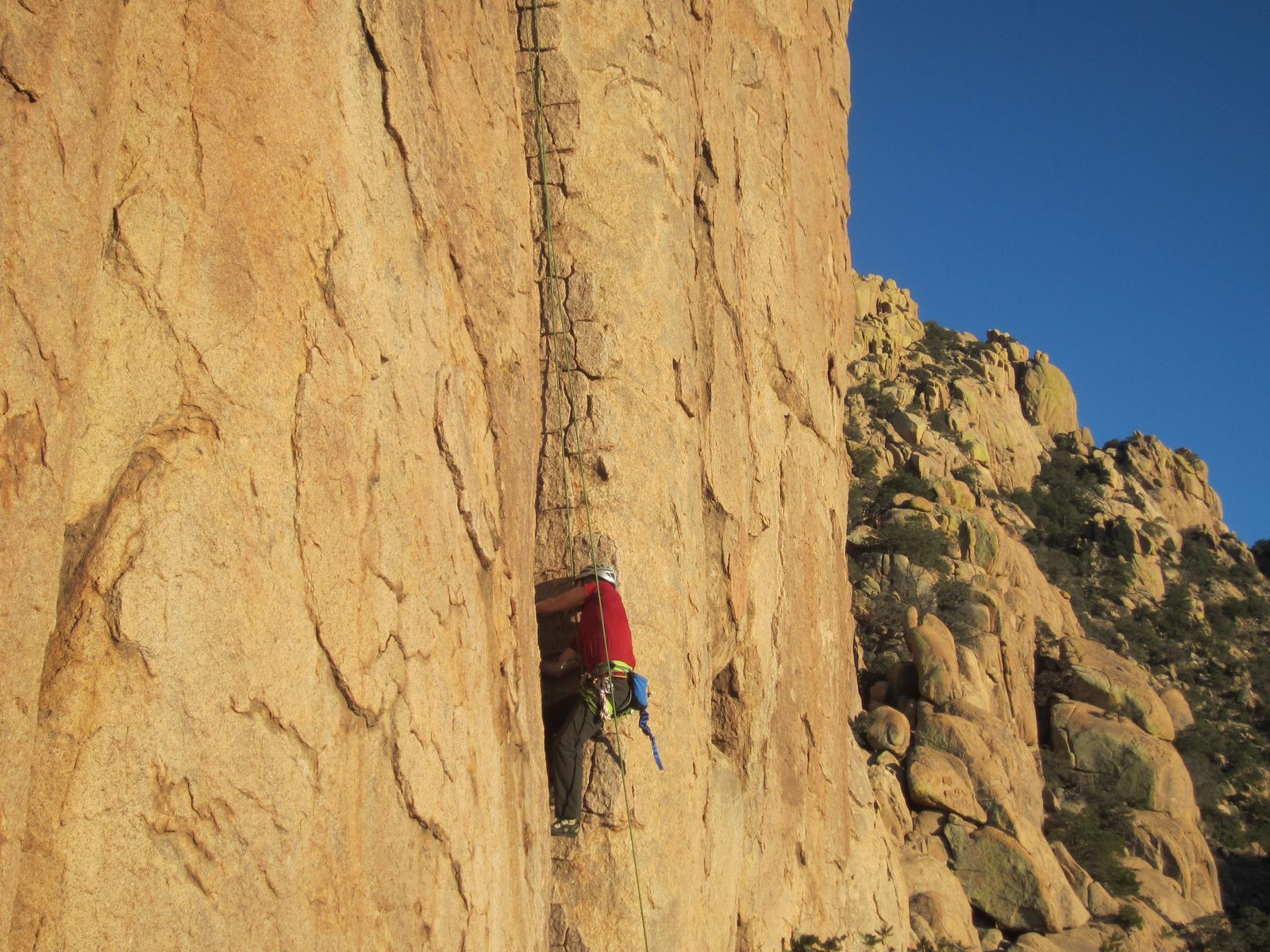 This route involved lots of hand placement in a deep, wide crack.