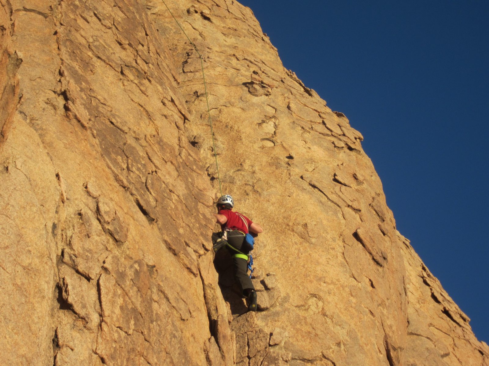 Jay climbs above the first chicken head pro.  Above, you can see the second (using two slings).