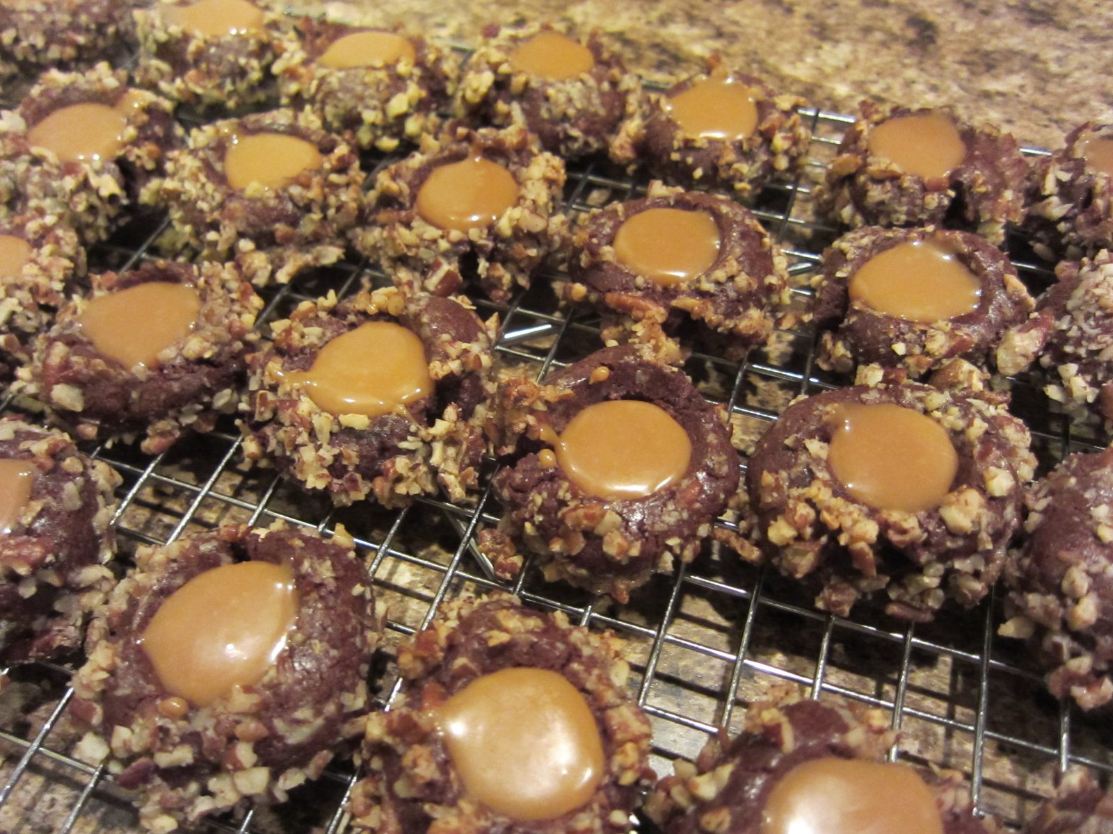 Christmas Cookies 2011!  Chocolate cookies with pecans and caramel.