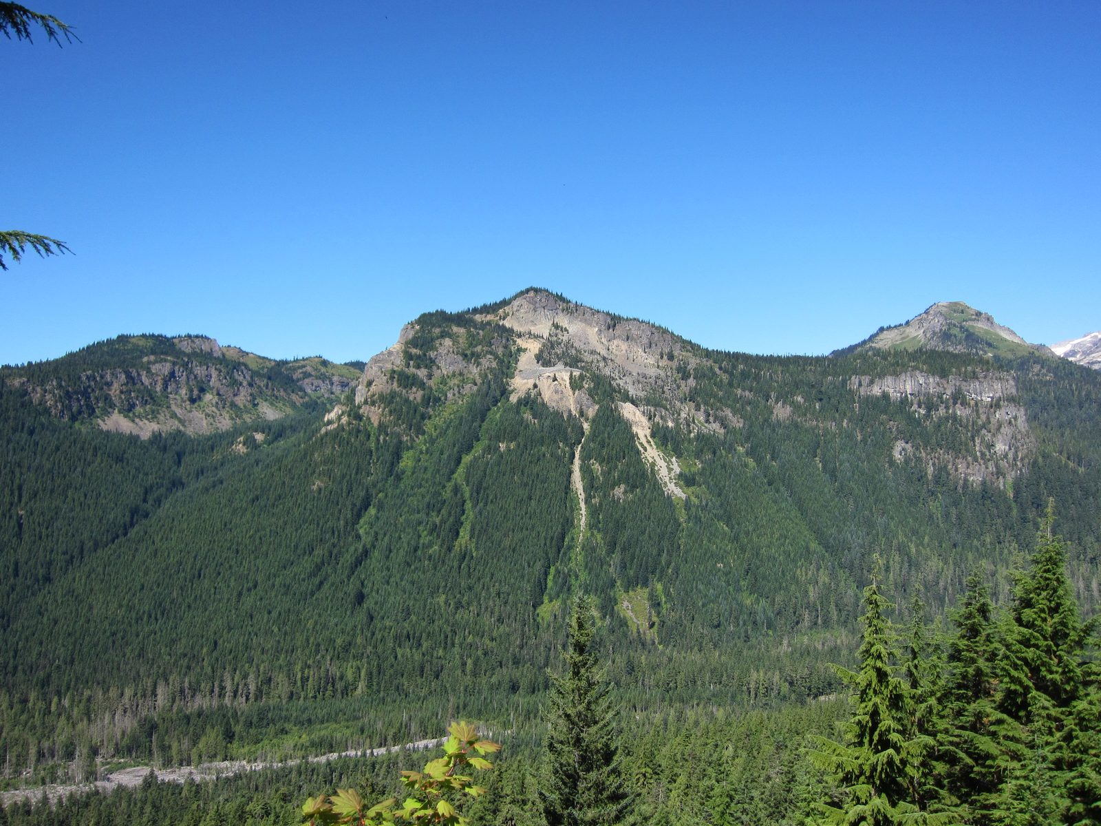 A much smaller peak near Rainier, with evidence of avalanches, I'm assuming.