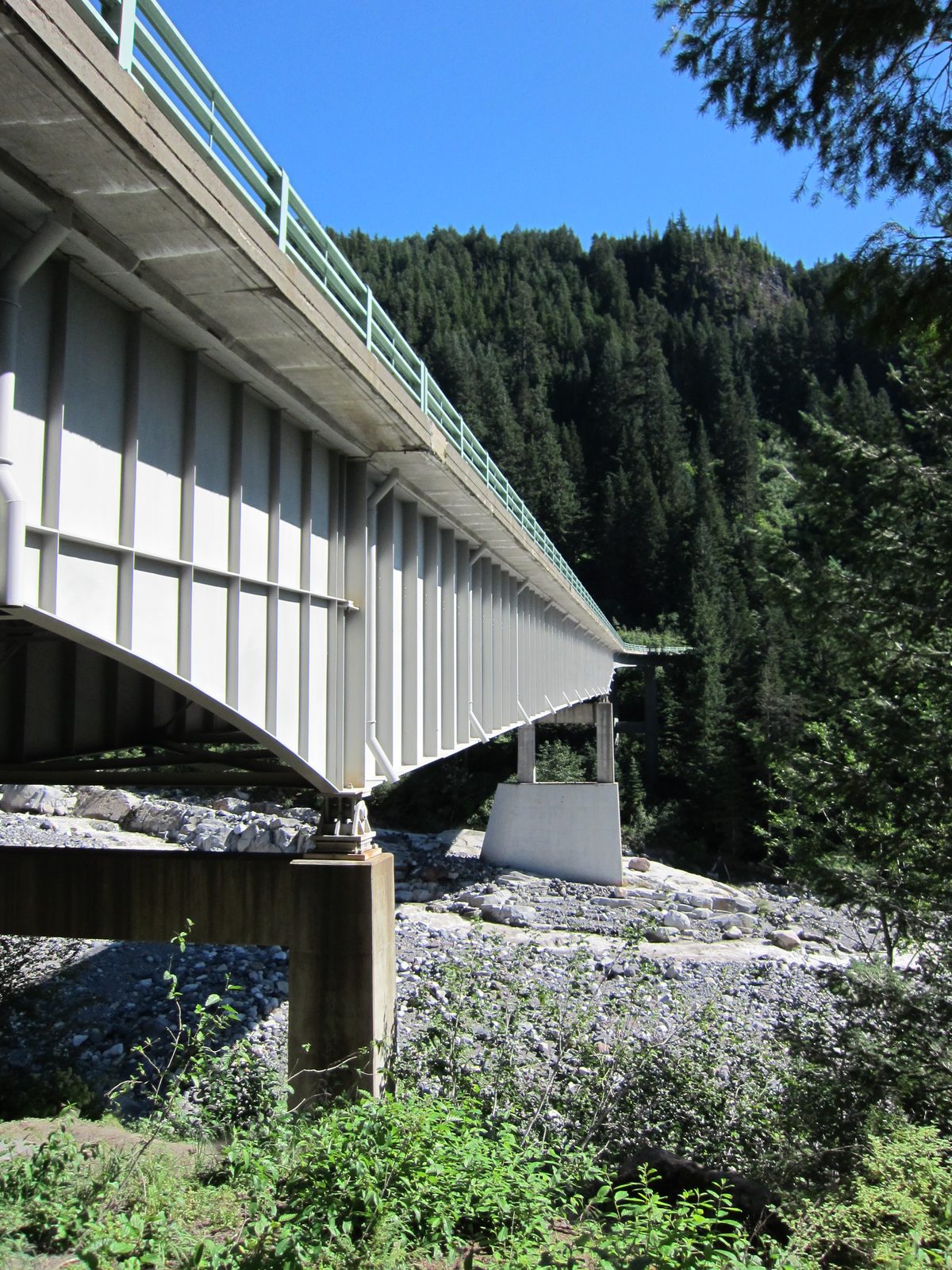 Steel plate girder bridge over the Nisqually River between Longmire and Paradise.