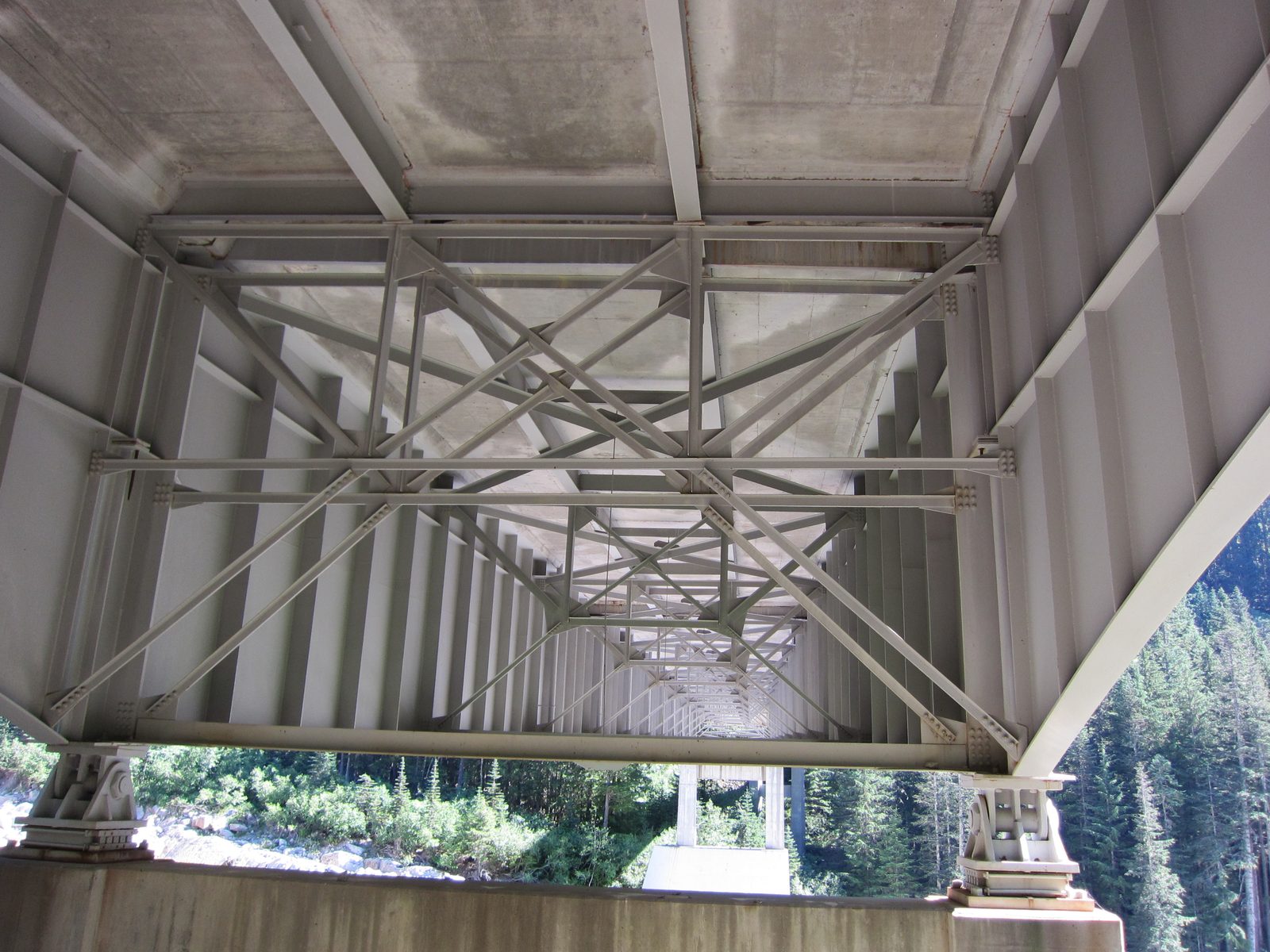 Looking at the trusses under the bridge.  Fracture critical, yay!