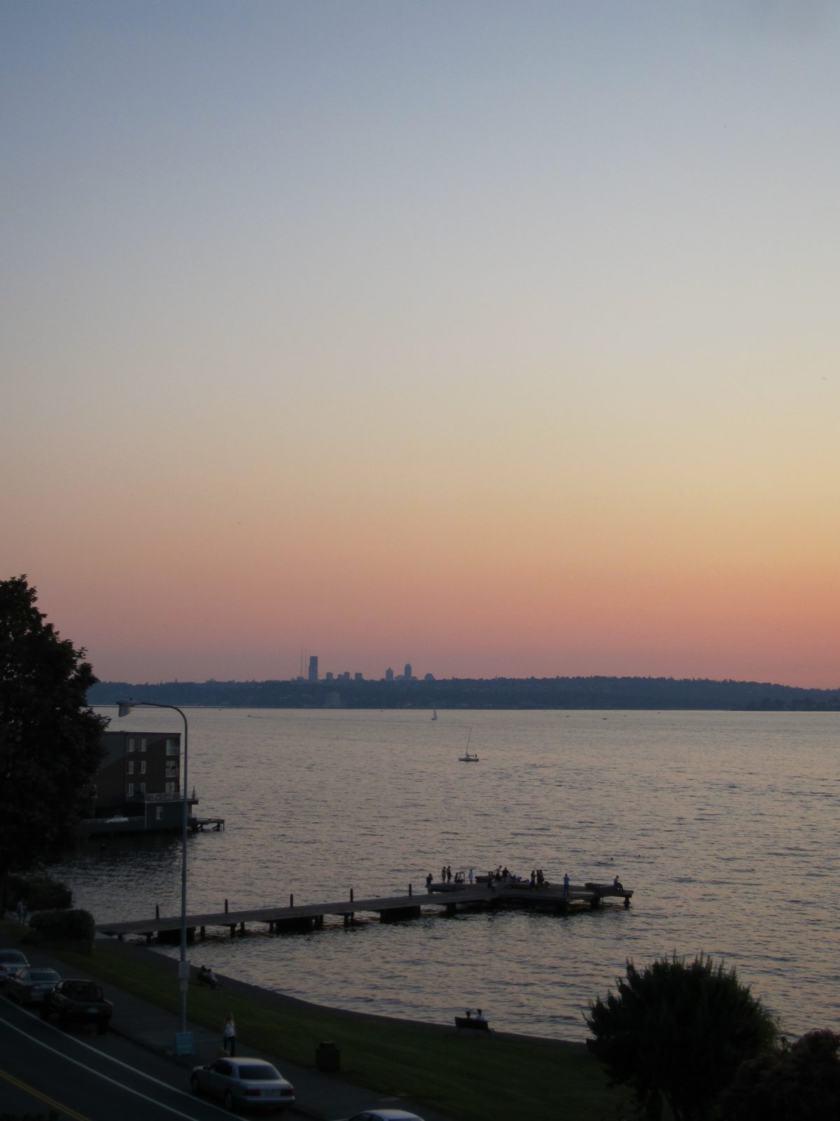 Looking towards Seattle from the Fjeldstad's balcony.  The Space Needle is actually visible,...
