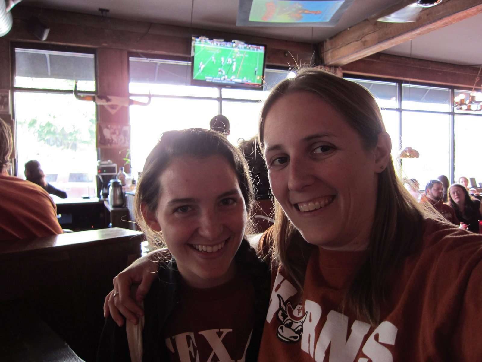 Eleanor and Catherine at Laredo's in Seattle.  The entire place was full of UT fans, all TVs had...