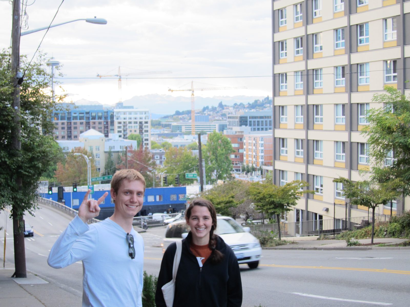 Stephen and Eleanor with the Olympics in the background.  It was a beautiful day out, which was...