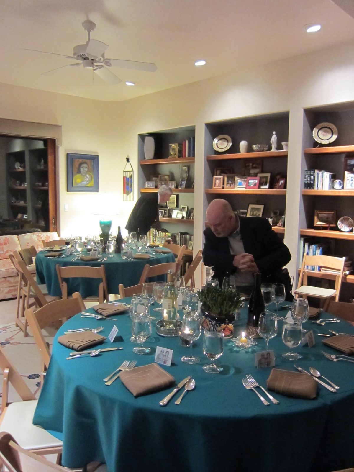 Bill Carleton and Jim Hagemeier get ready for dinner (like on their 30th, Mom and Dad chose to...