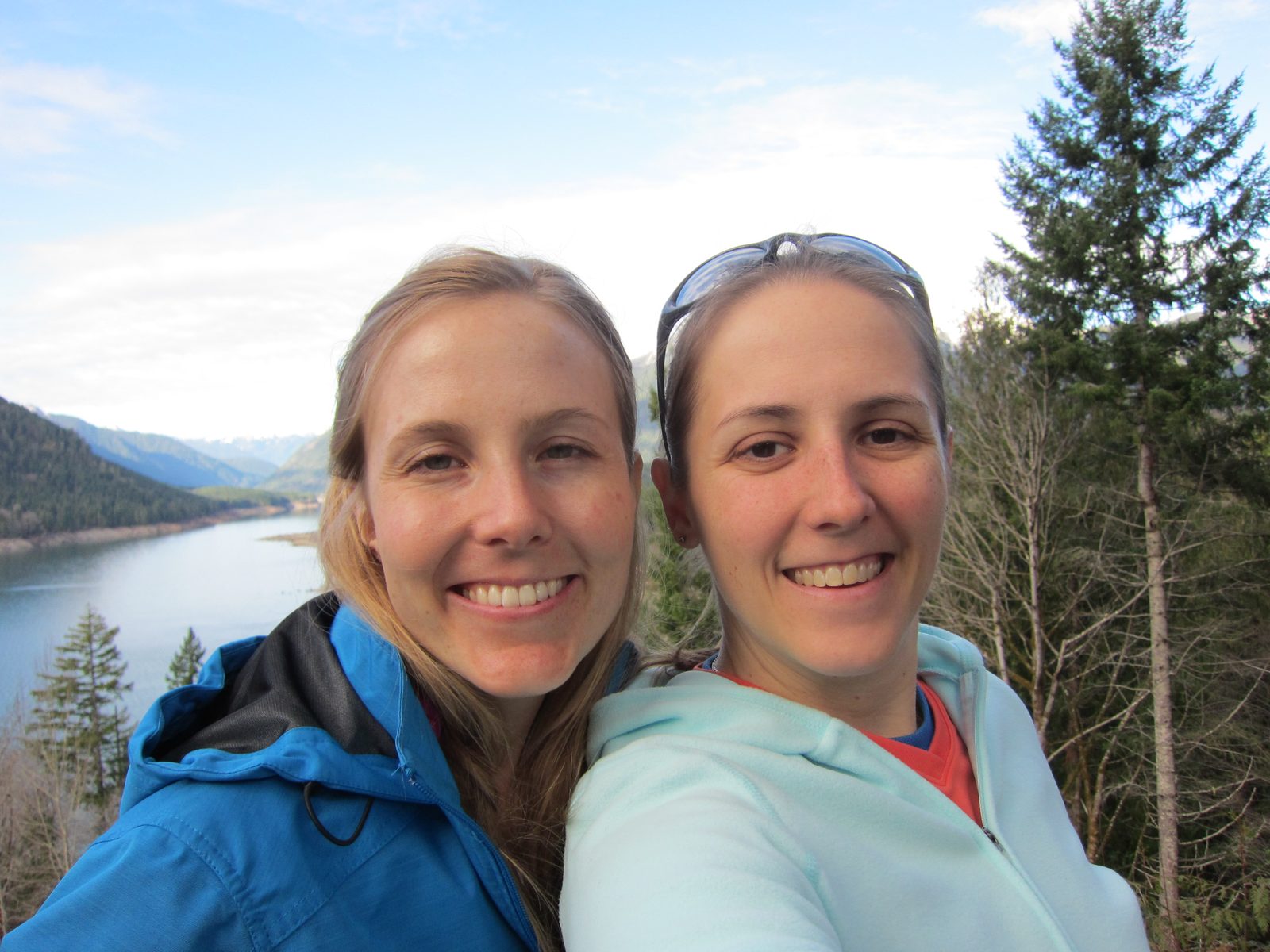 Self-portrait of Diana and myself with Cushman Lake behind.