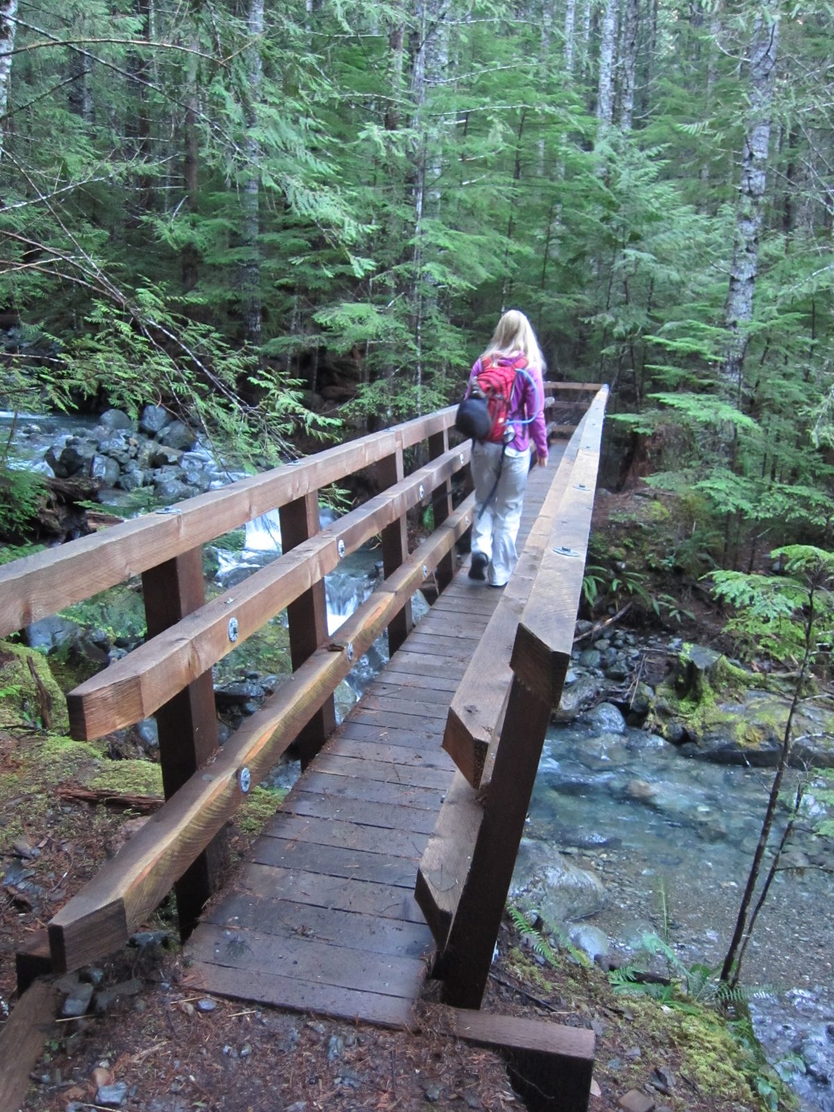 Diana makes the crossing.  Check out the awesome green color of the water.