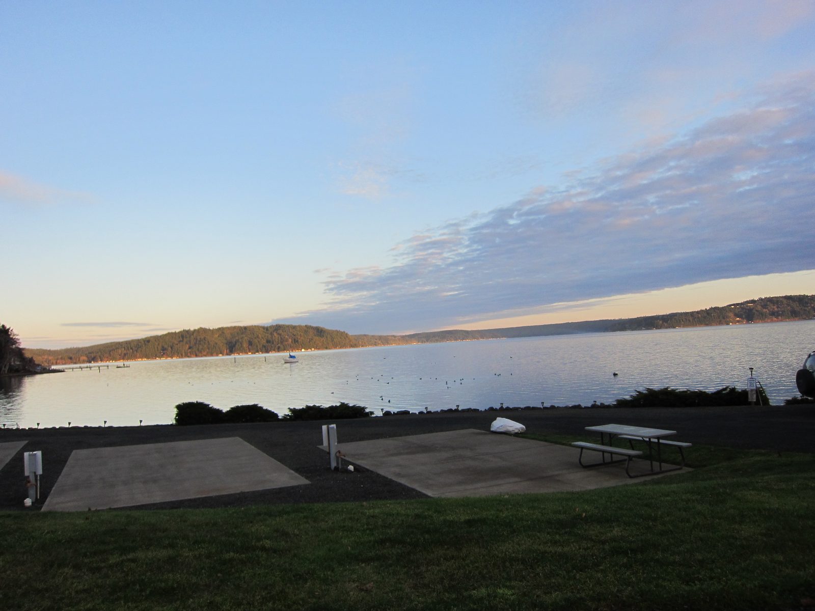 The Hood Canal part of Puget Sound was calm and peaceful.  Not a bad place to park your RV...