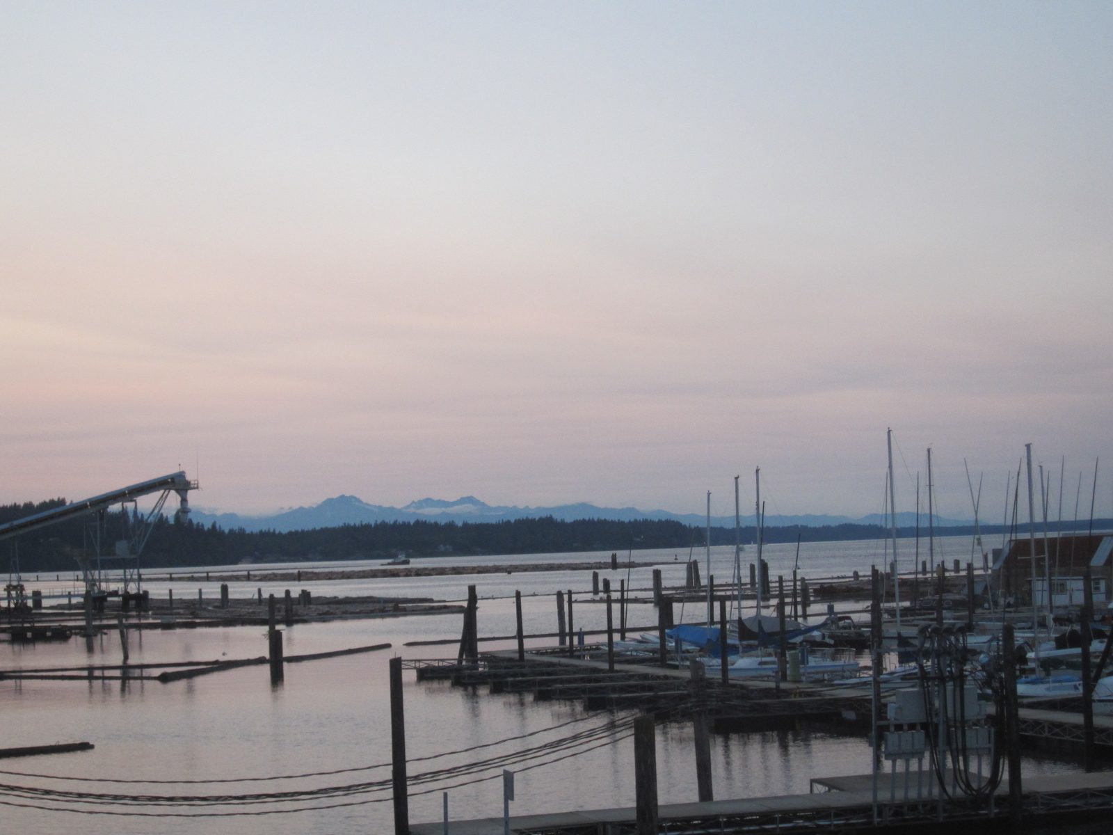 Looking out over West Bay Marina towards the Olympics.