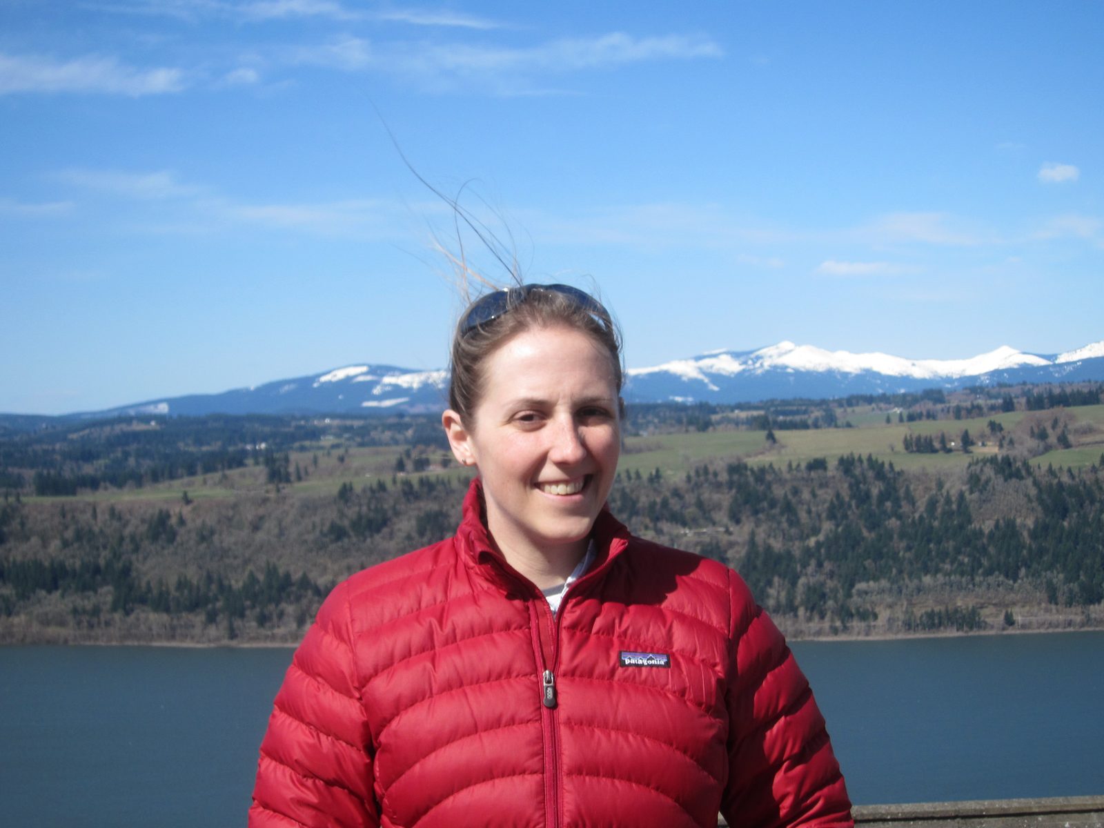 Catherine with the mountains.