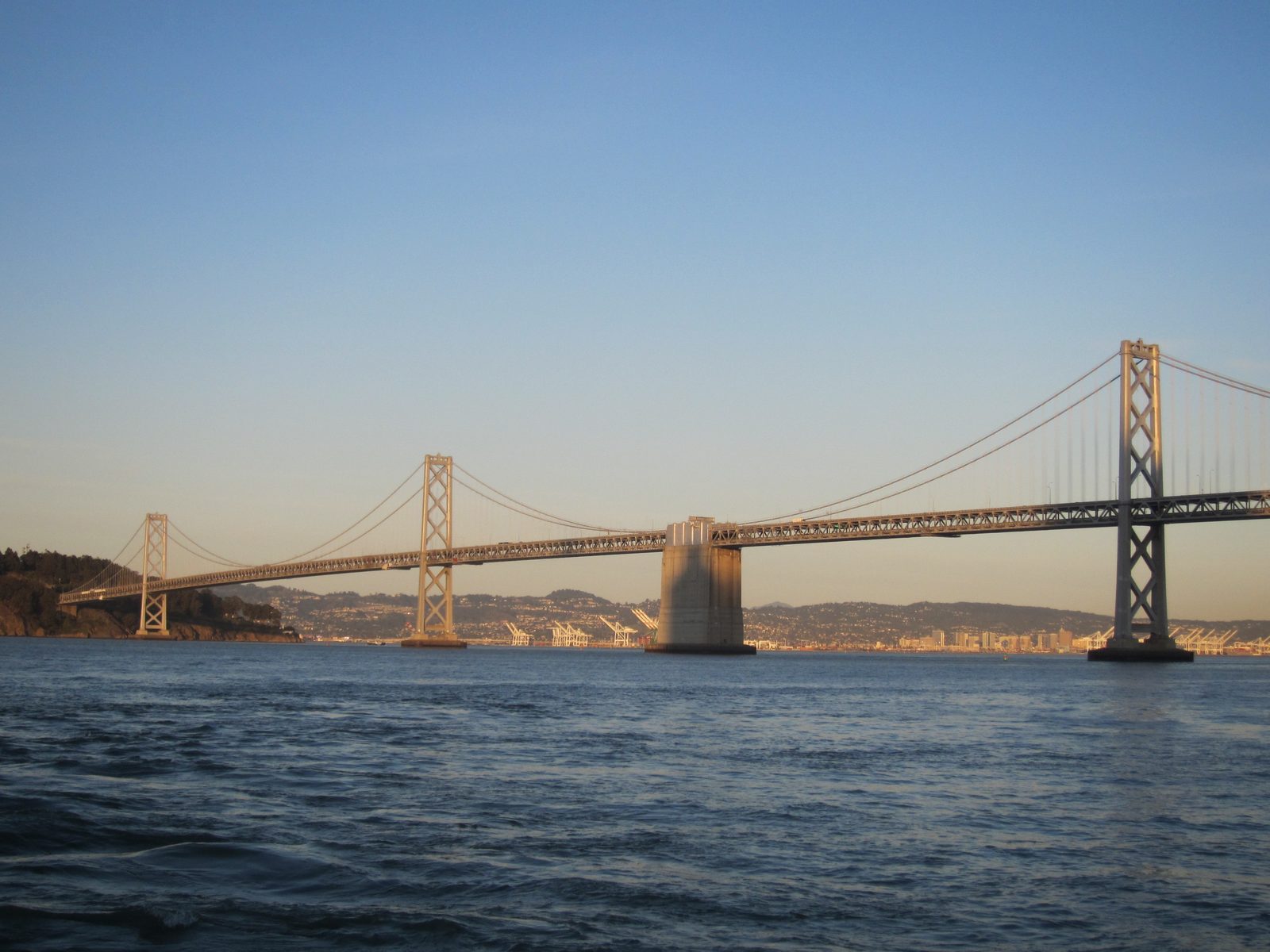 Looking at the Bay Bridge from Embarcadero near the Ferry Building.
